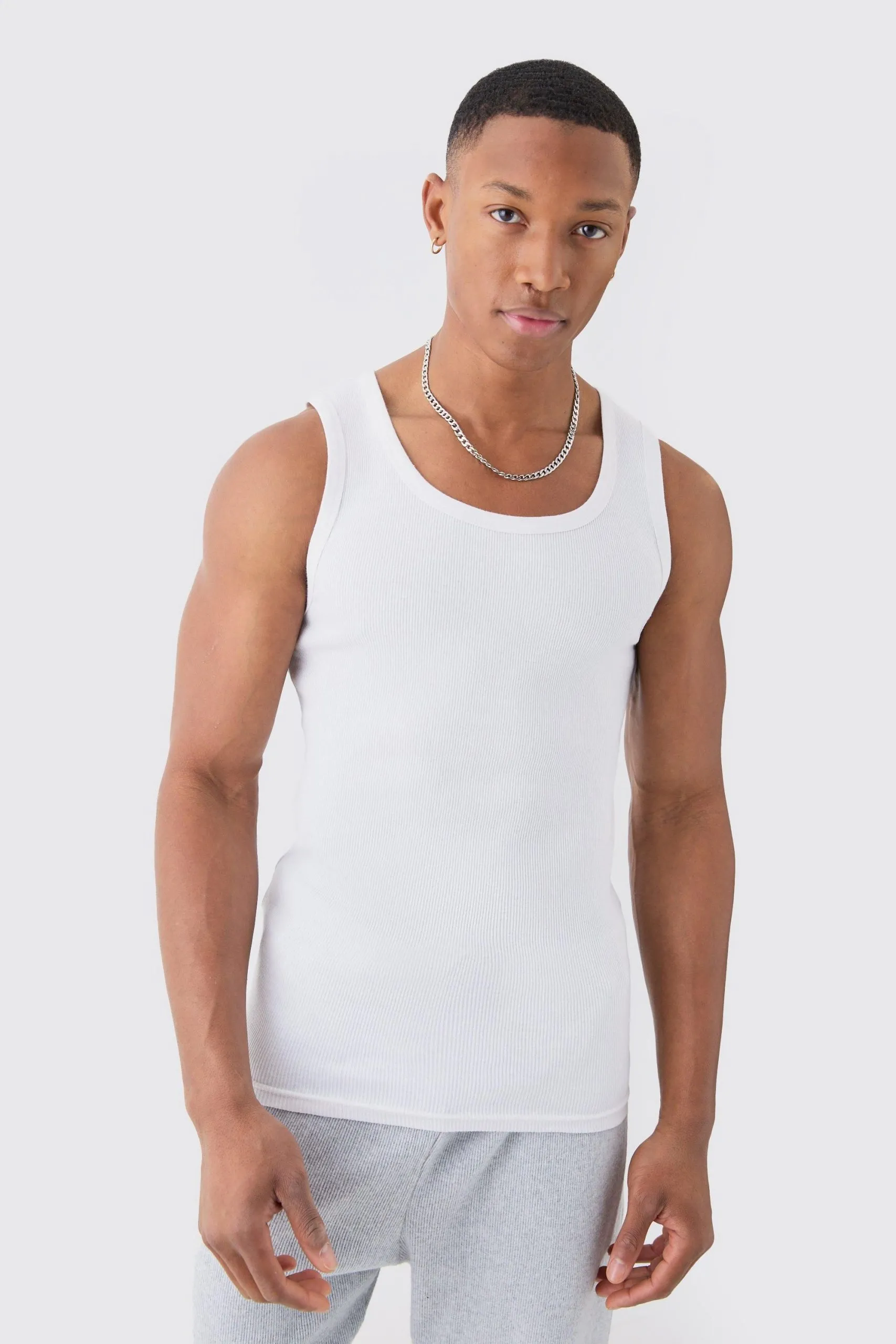 Basic Slim Fit Ribbed Vest