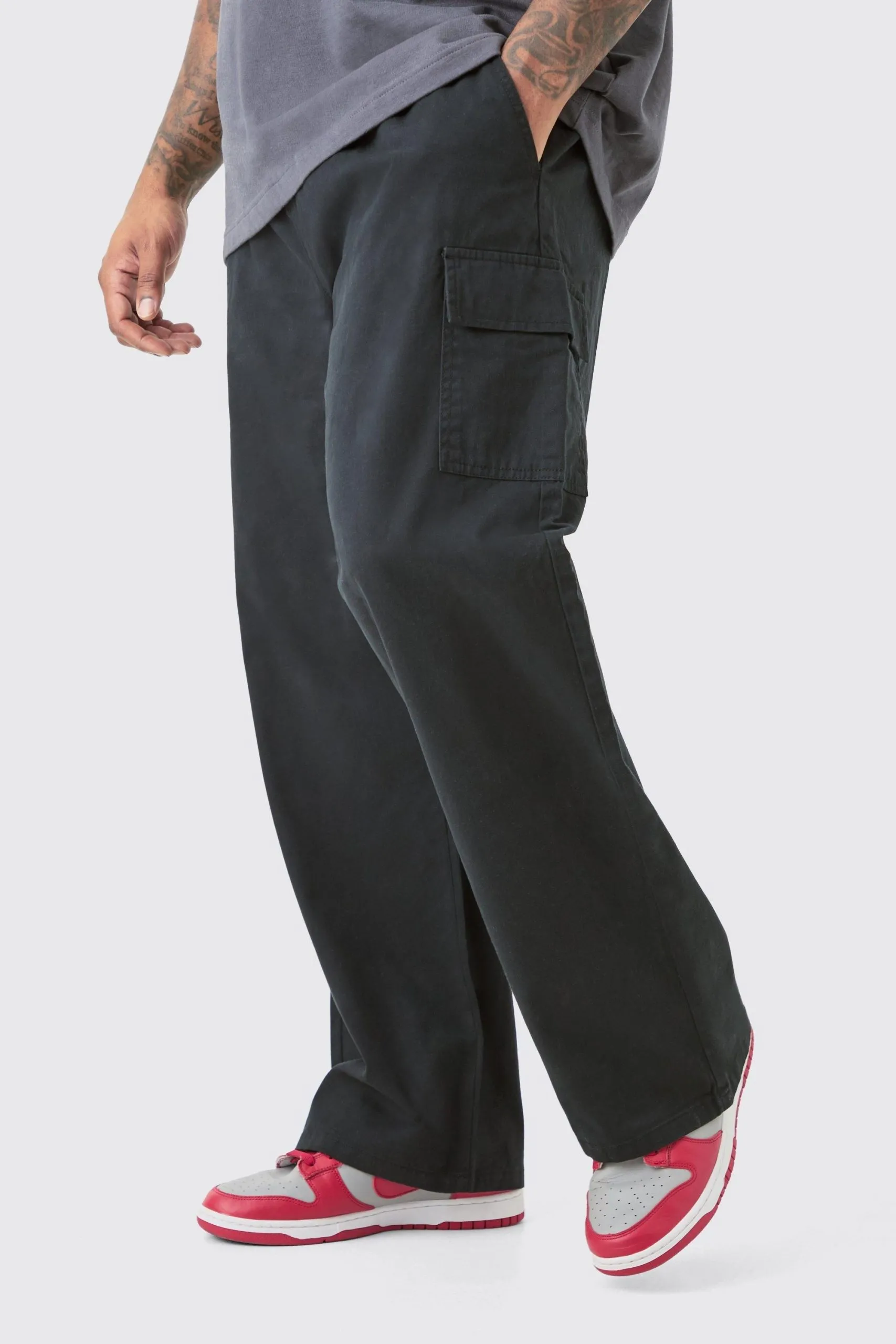 Plus Elasticated Waist Relaxed Fit Cargo Trousers
