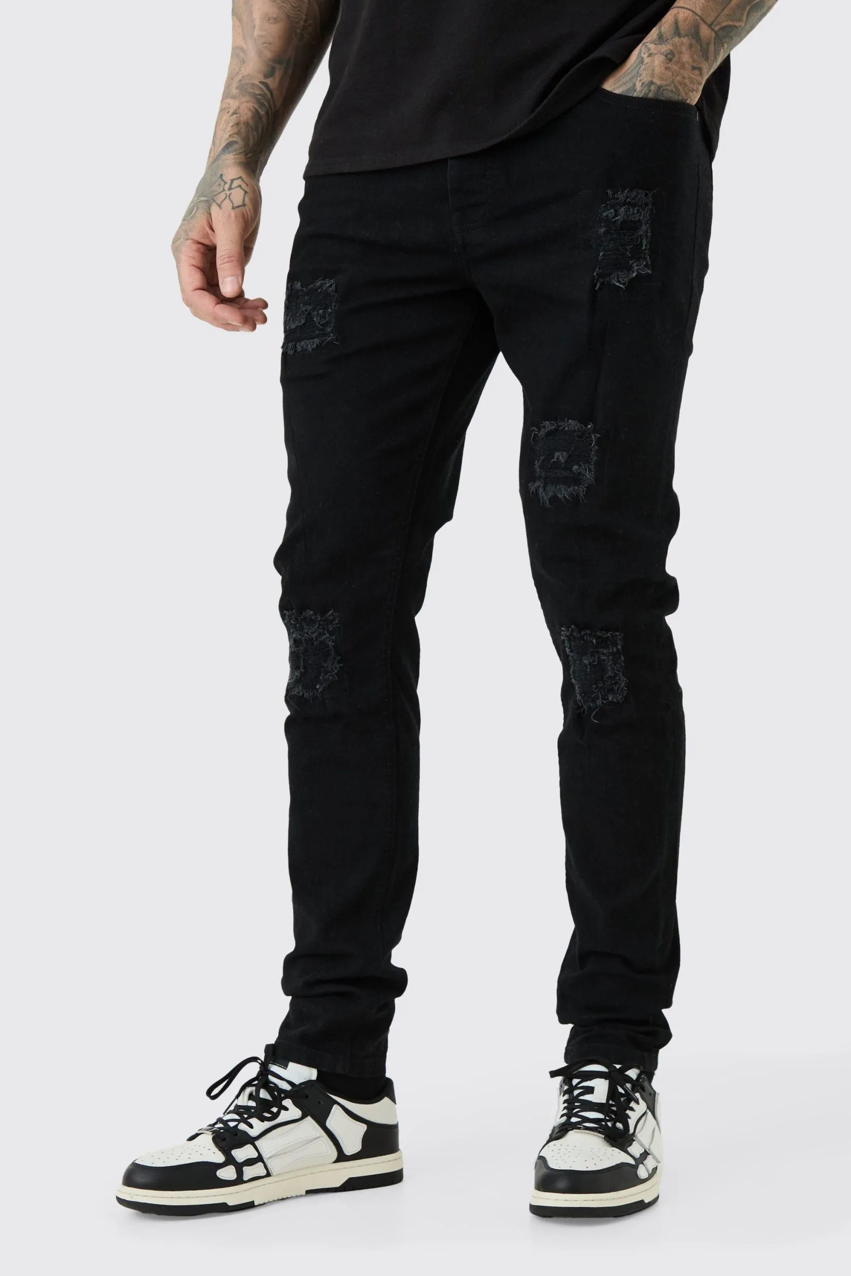 Tall Skinny Stretch Rip And Repair Jeans