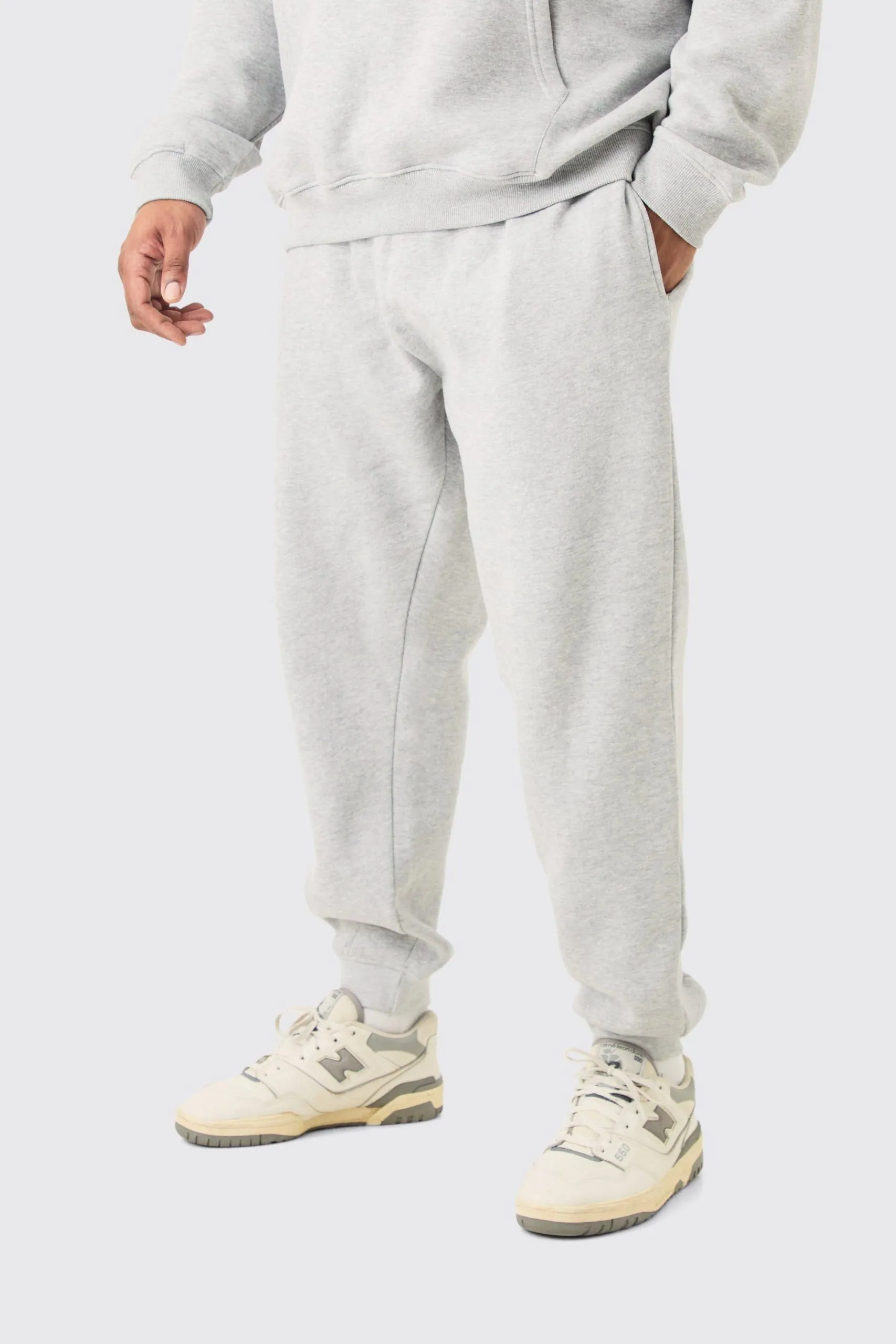 Plus Basic Slim Fit Joggers In Grey Marl