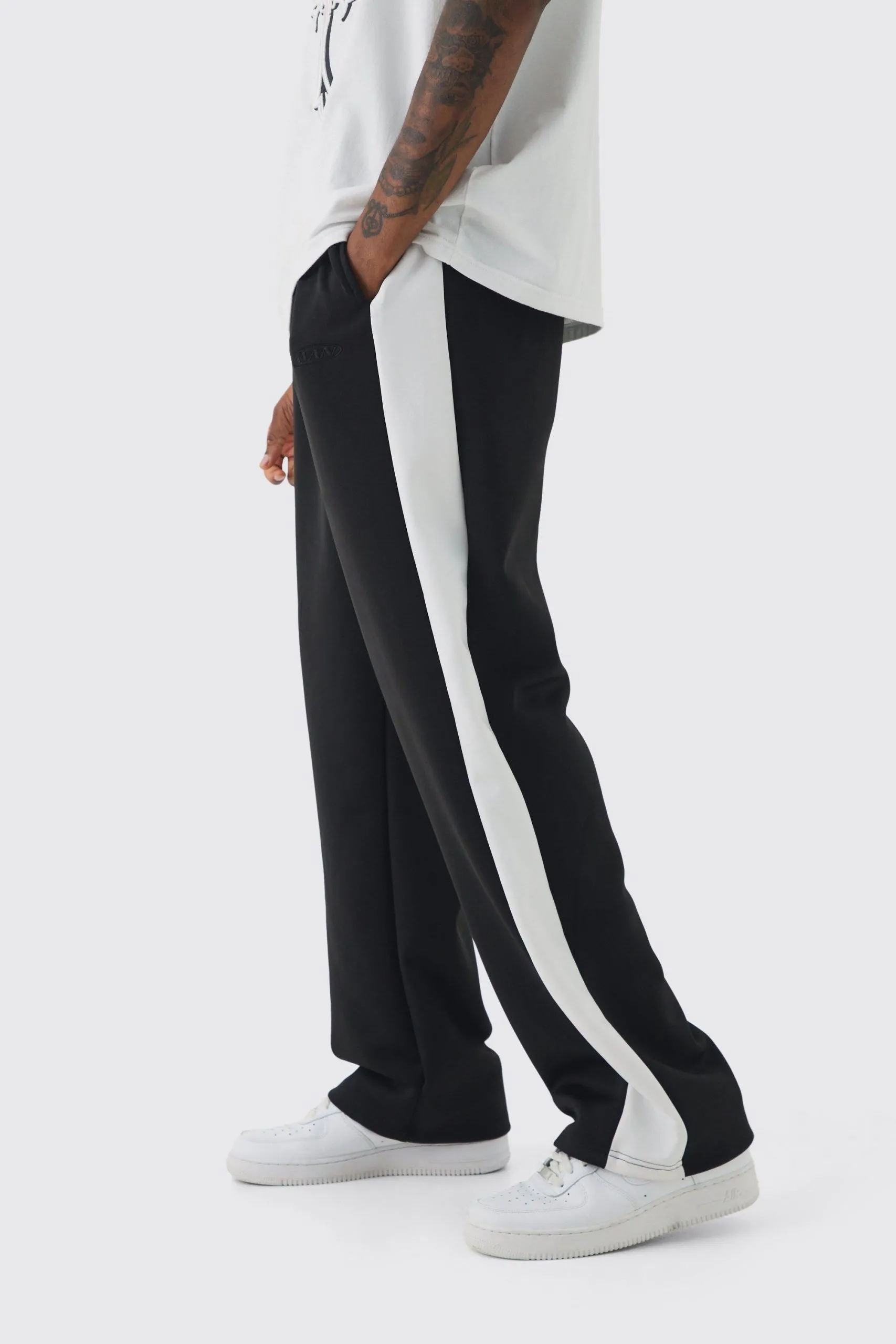 Tall Tricot Side Panel Embroidered Relaxed Fit Joggers