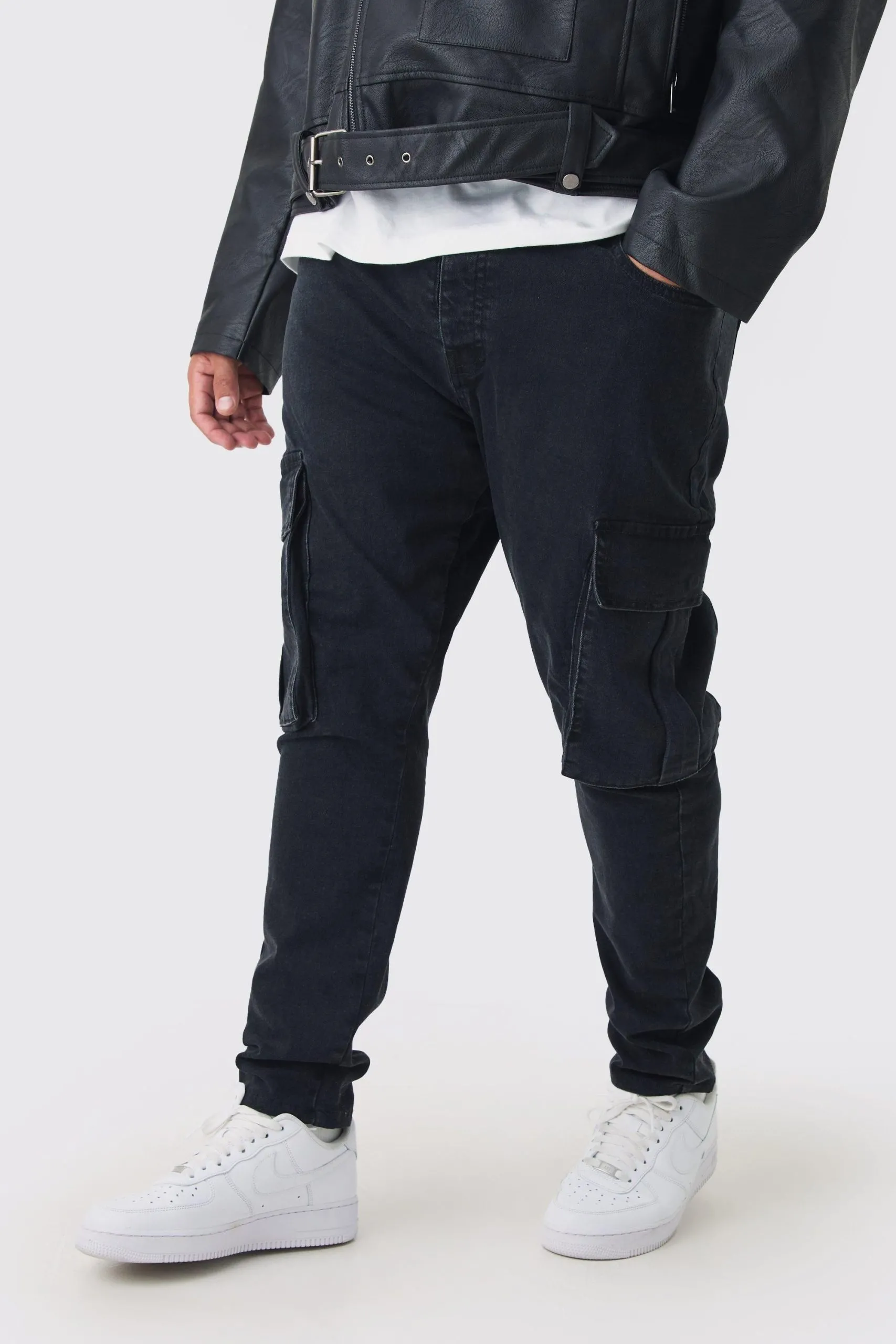 Plus Stretch Skinny Fit Cargo Jeans