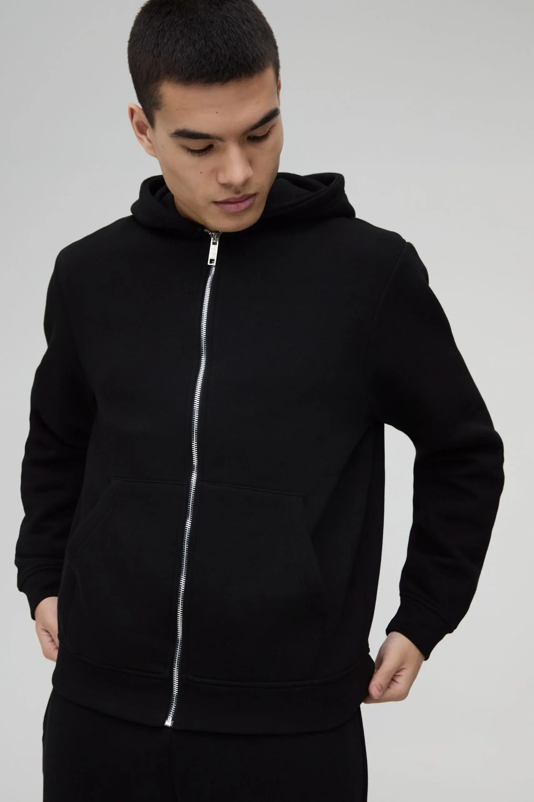 Basic Regular Fit Zip Through Hoodie