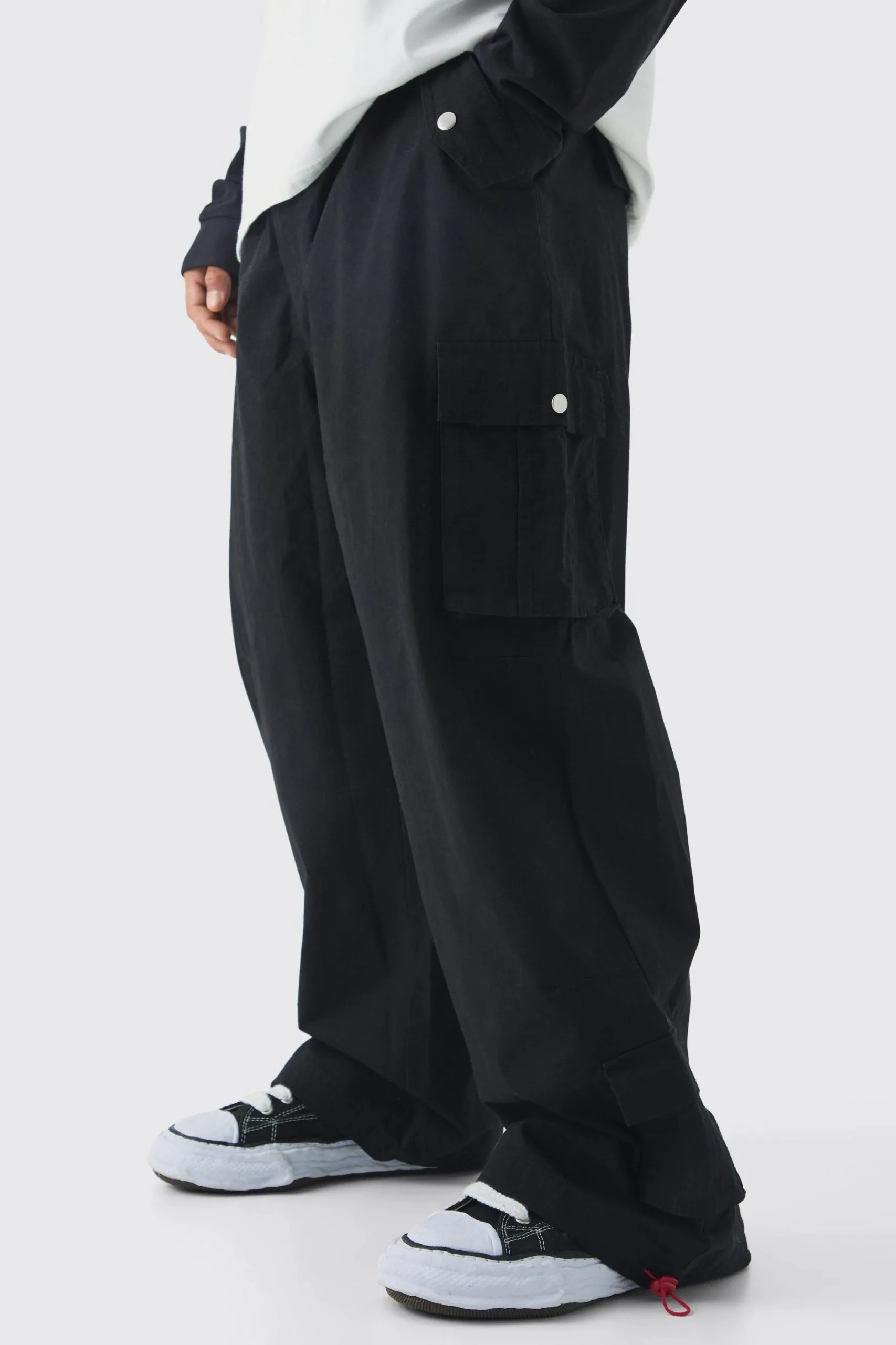 Ripstop Elasticated Waist Parachute Cargo Trousers