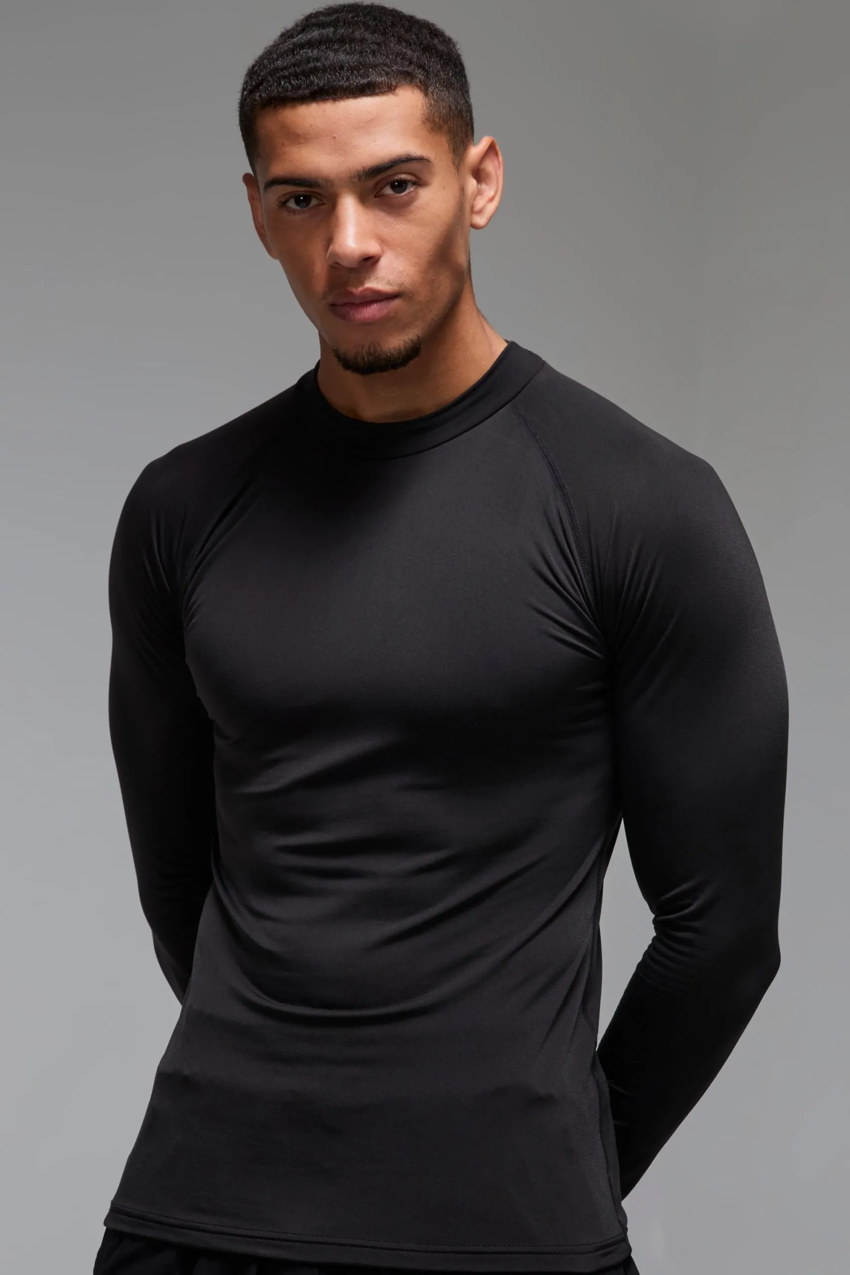 Man Active Long Sleeved High Neck Base Layer