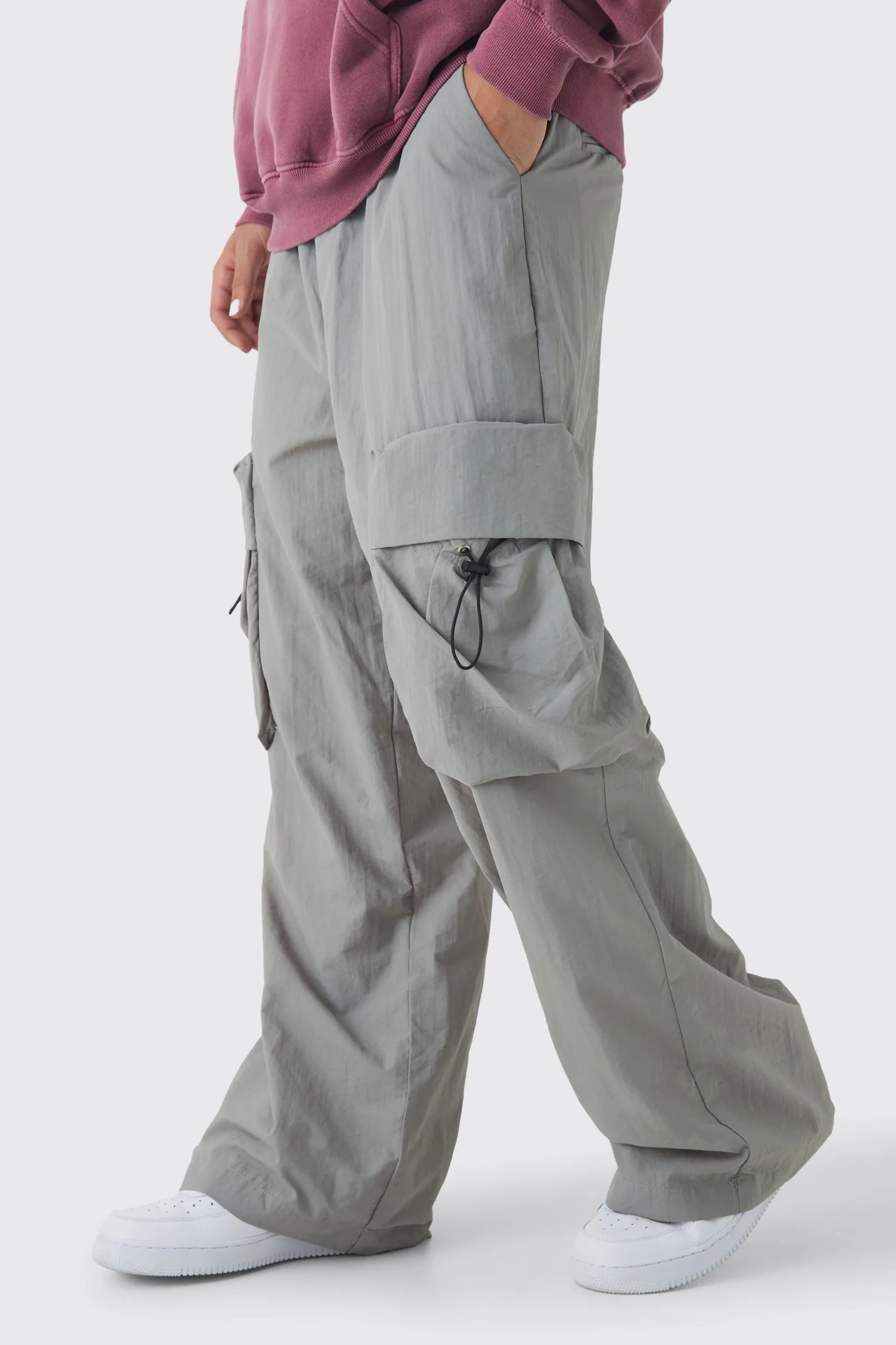 Elasticated Waist Parachute Water Resistant Cargo Trousers
