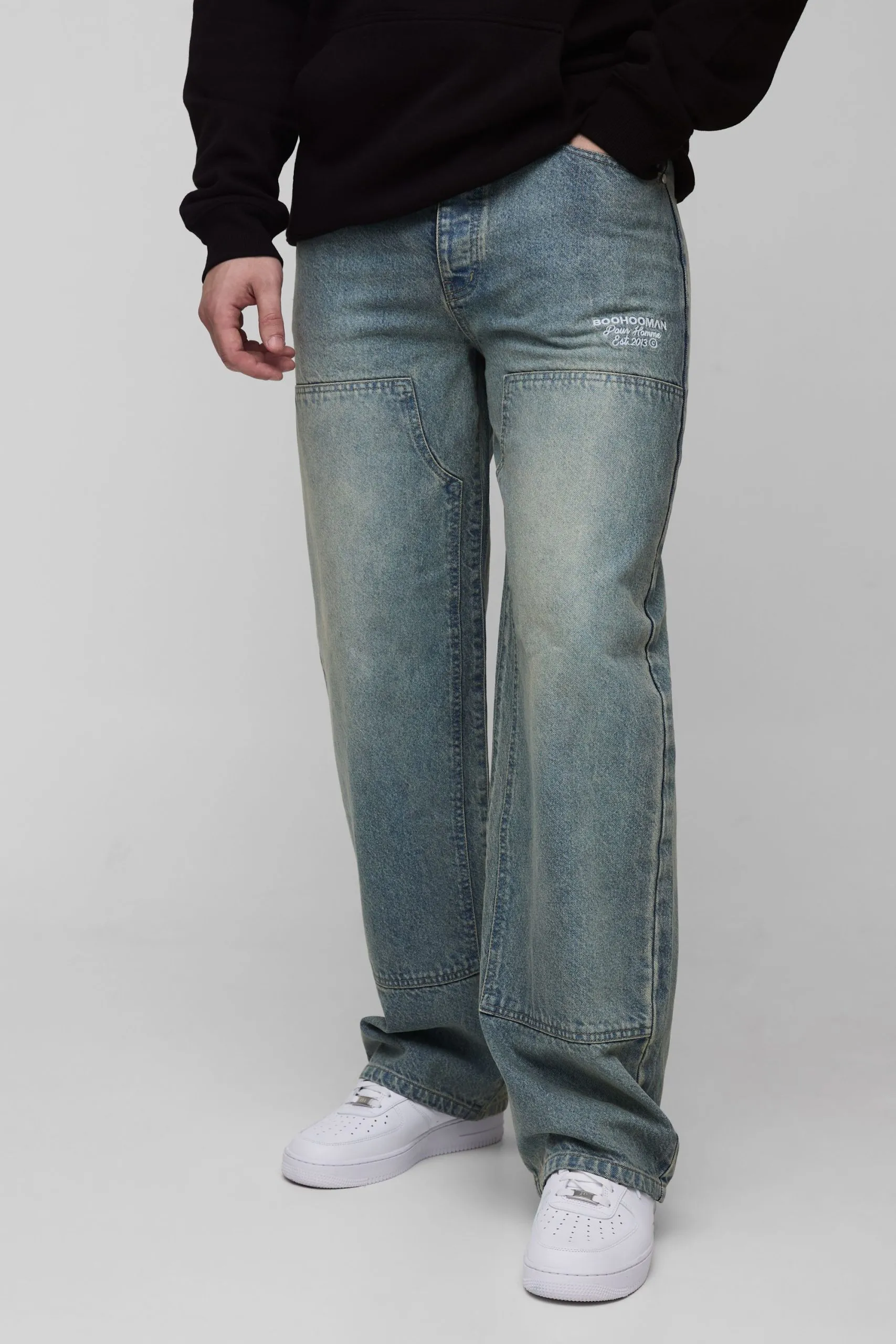 Tall Relaxed Fit Embroidered Carpenter Jeans