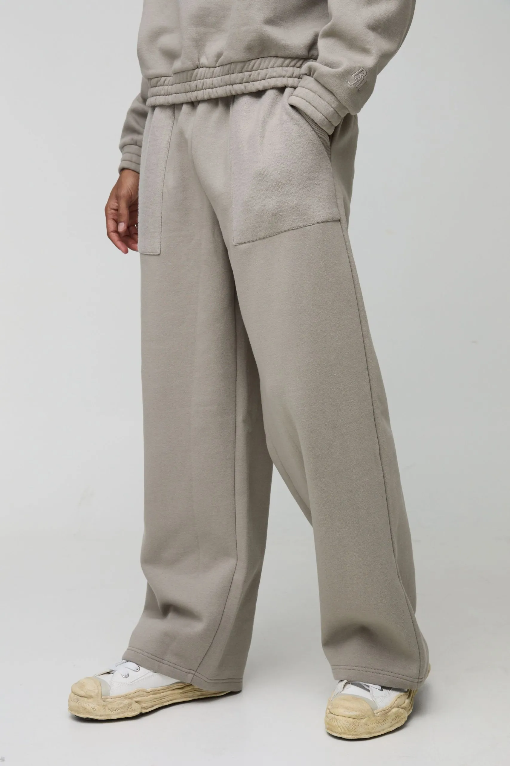 Wide Leg Heavyweight Reverse Pocket 3D Embroidered Joggers