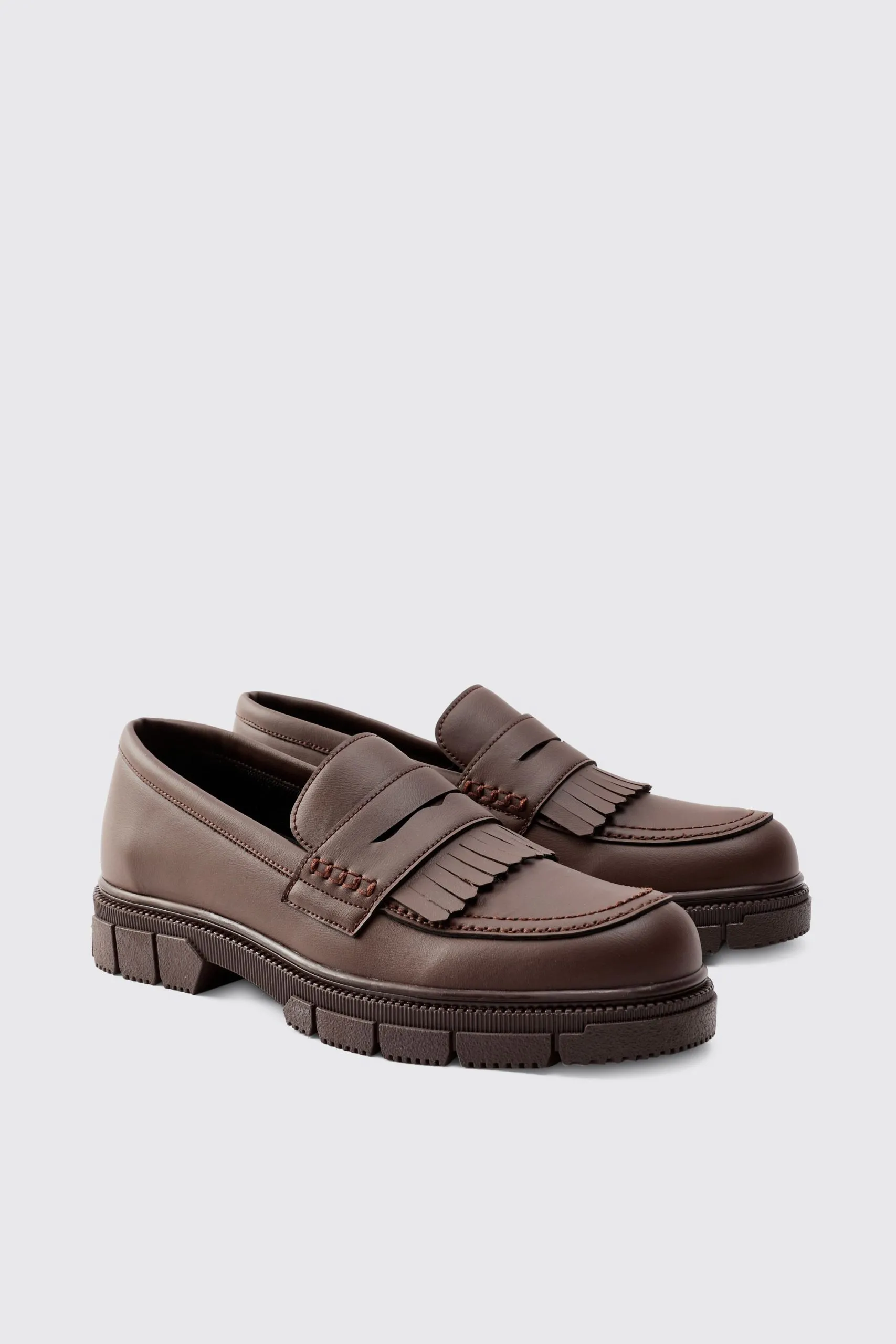 Pu Chunky Sole Tassel Loafer In Brown