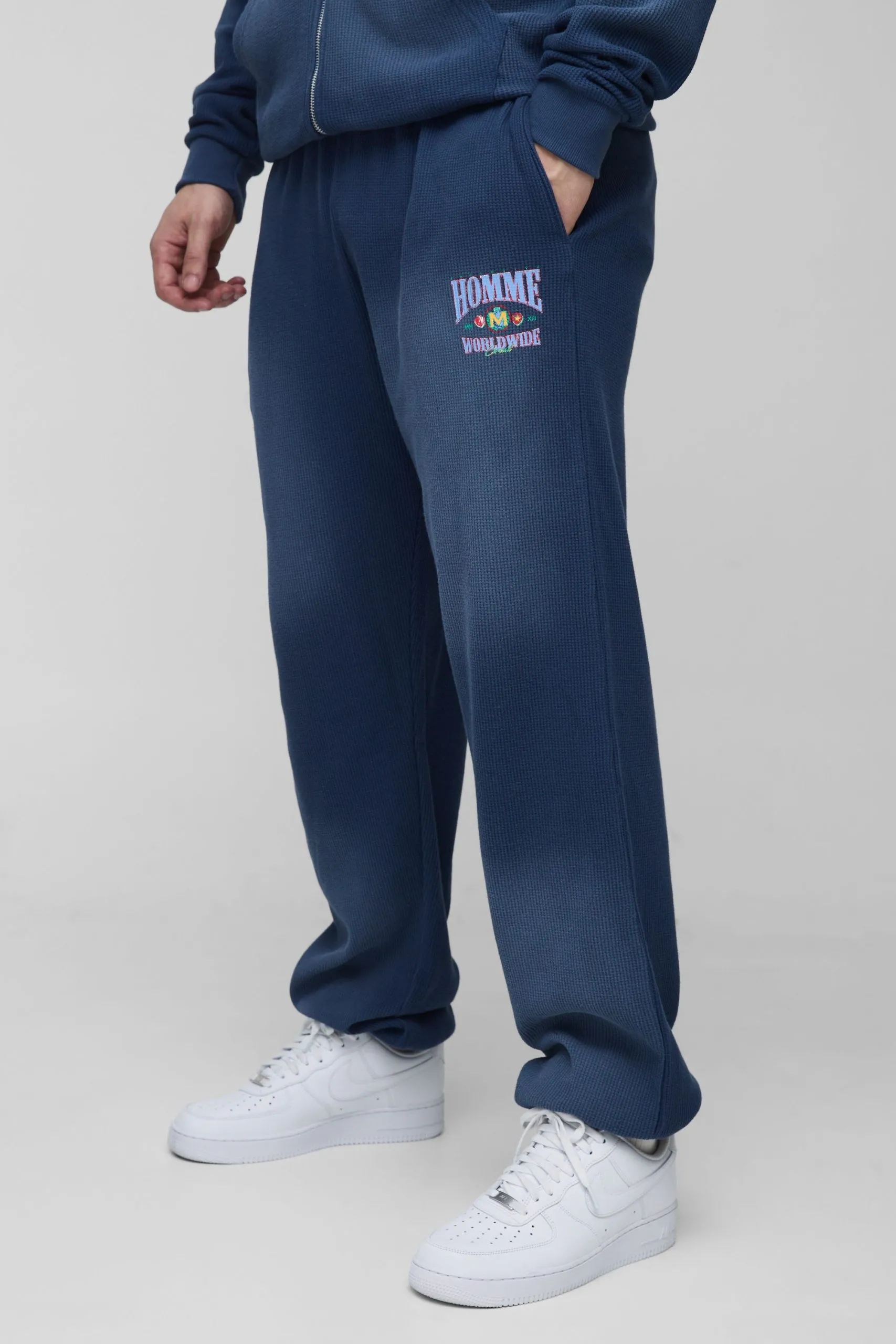 Tall Spray Wash Waffle Graphic Oversized Joggers