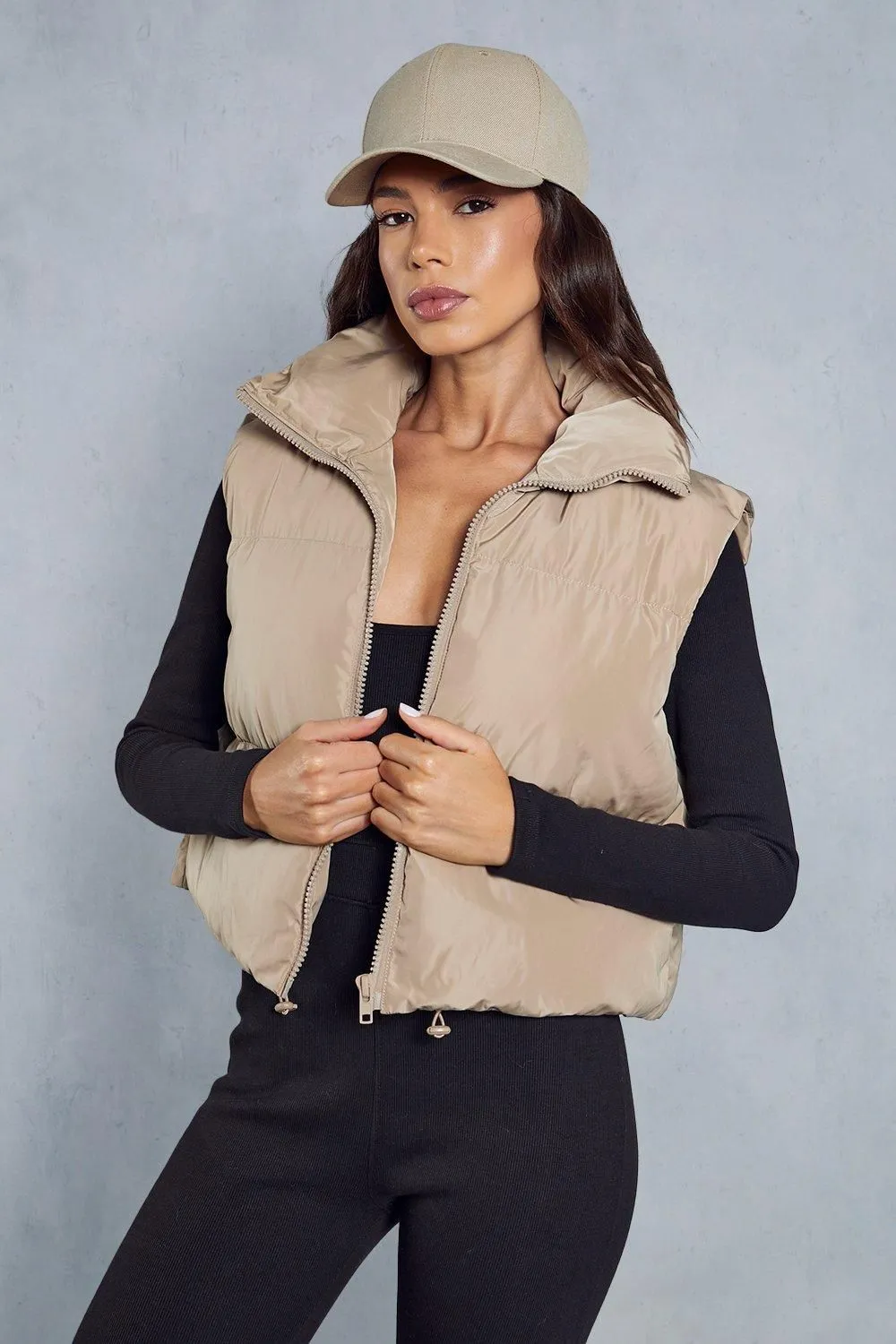 Drawstring Detail Cropped Gilet