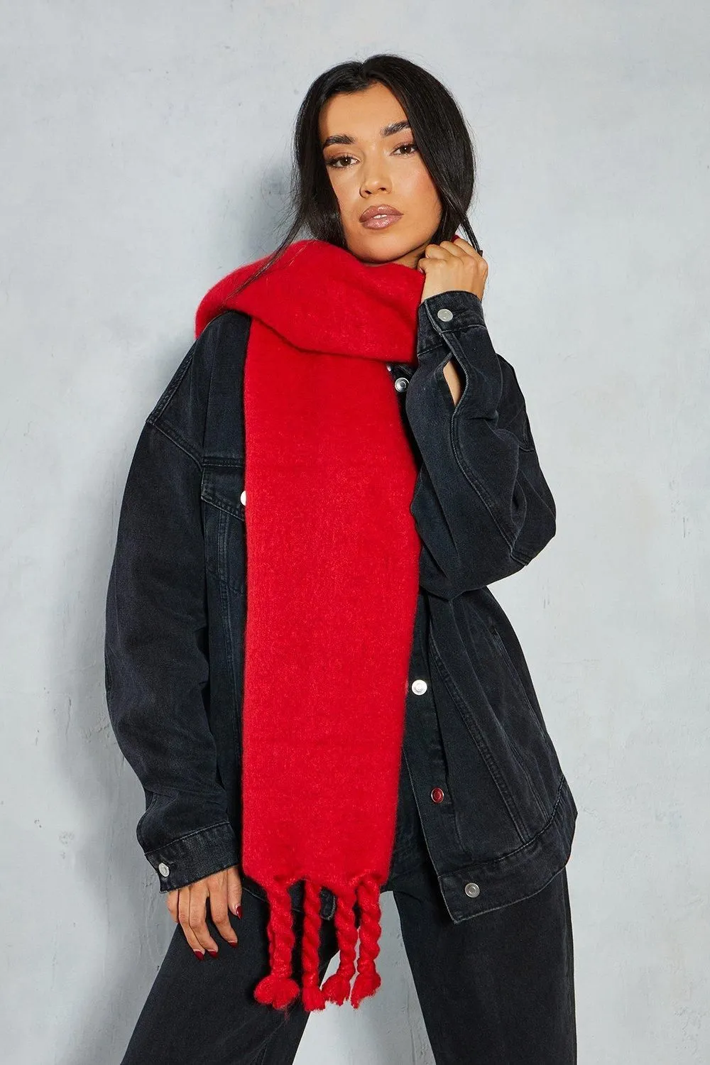 Oversized Wool Look Knitted Scarf