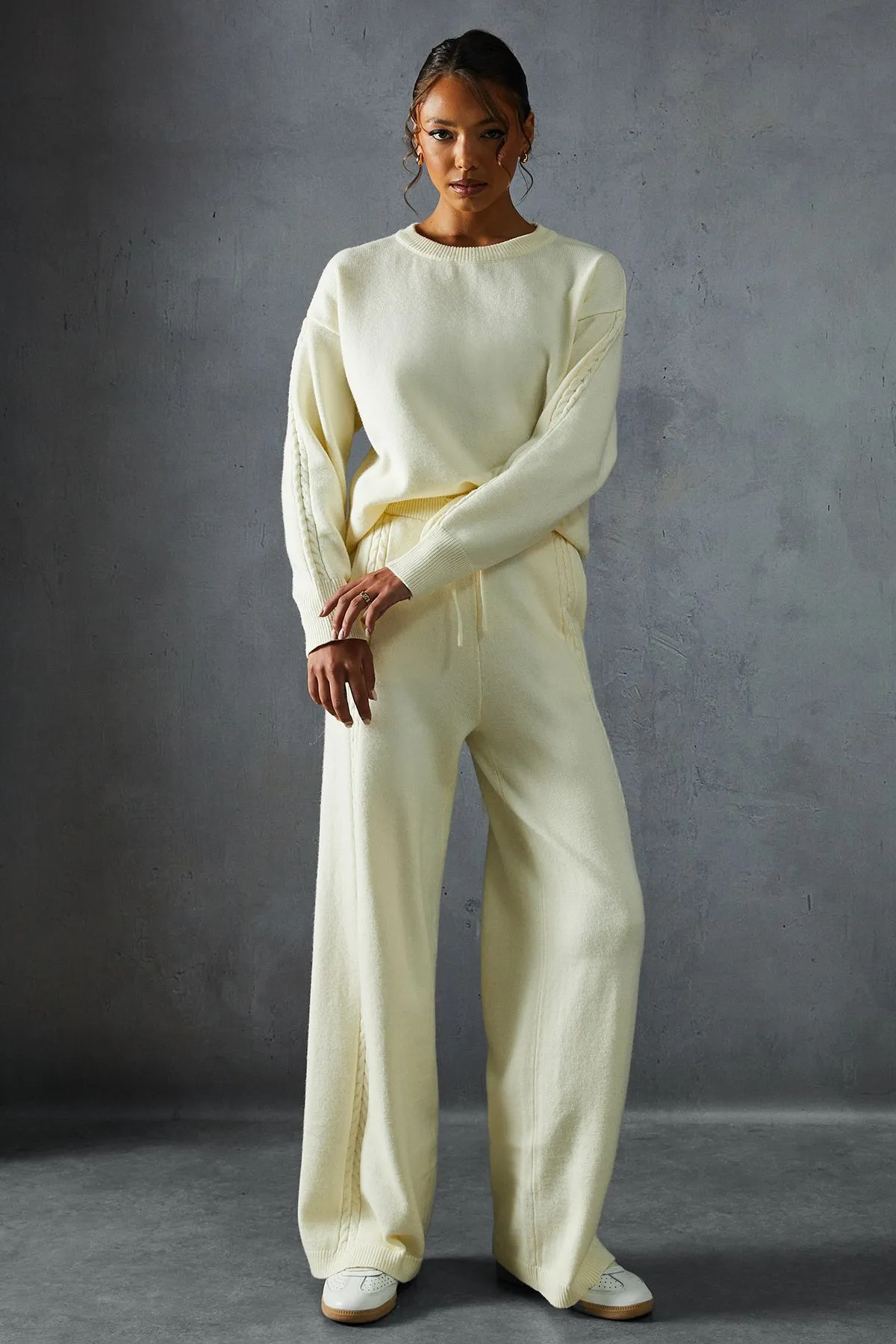 Knitted Marl Stitch Detail Jumper & Straight Leg  Trouser Co-ord