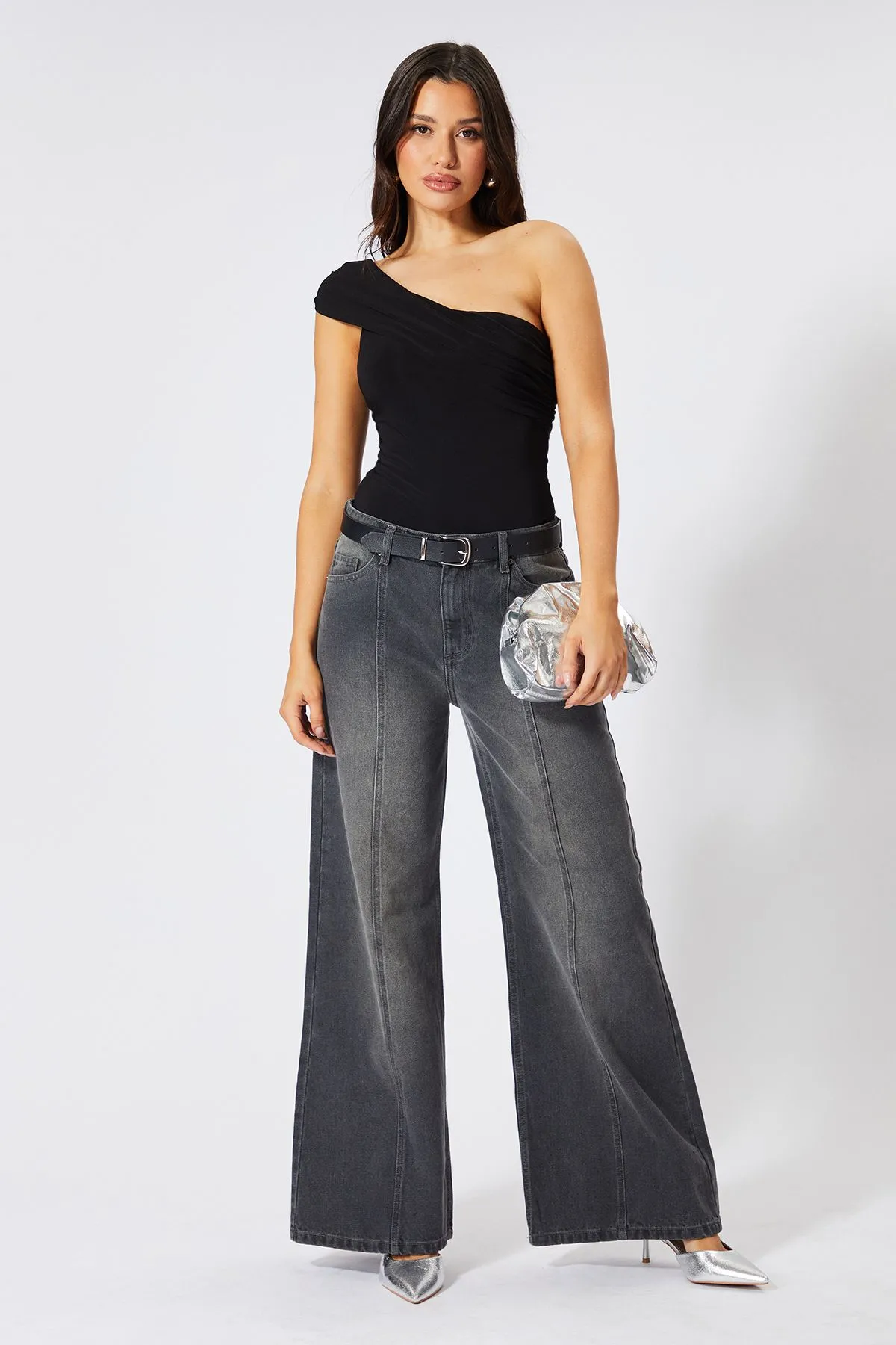 One Shoulder Fold Over Bodysuit