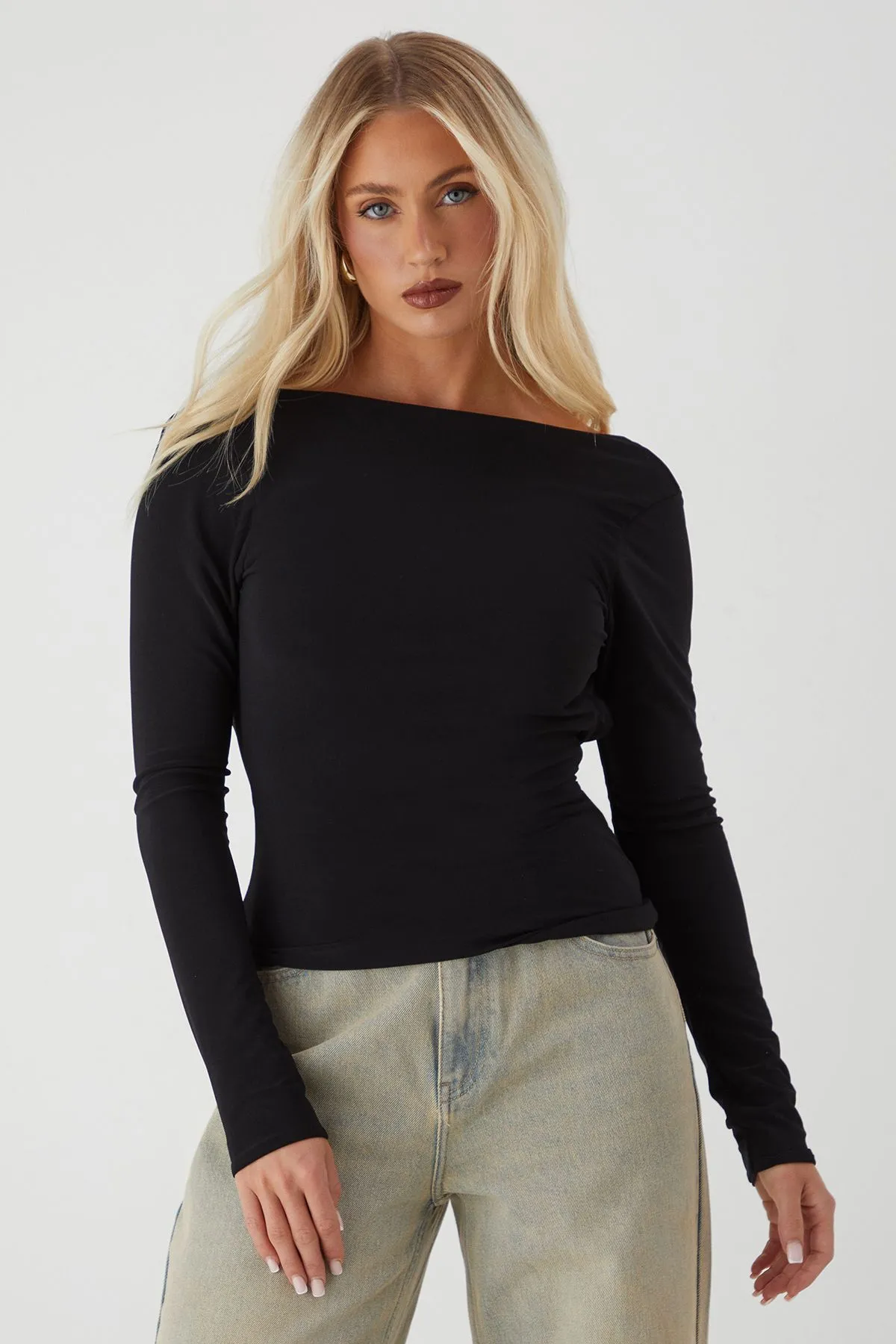 Open Back Long Sleeve Top
