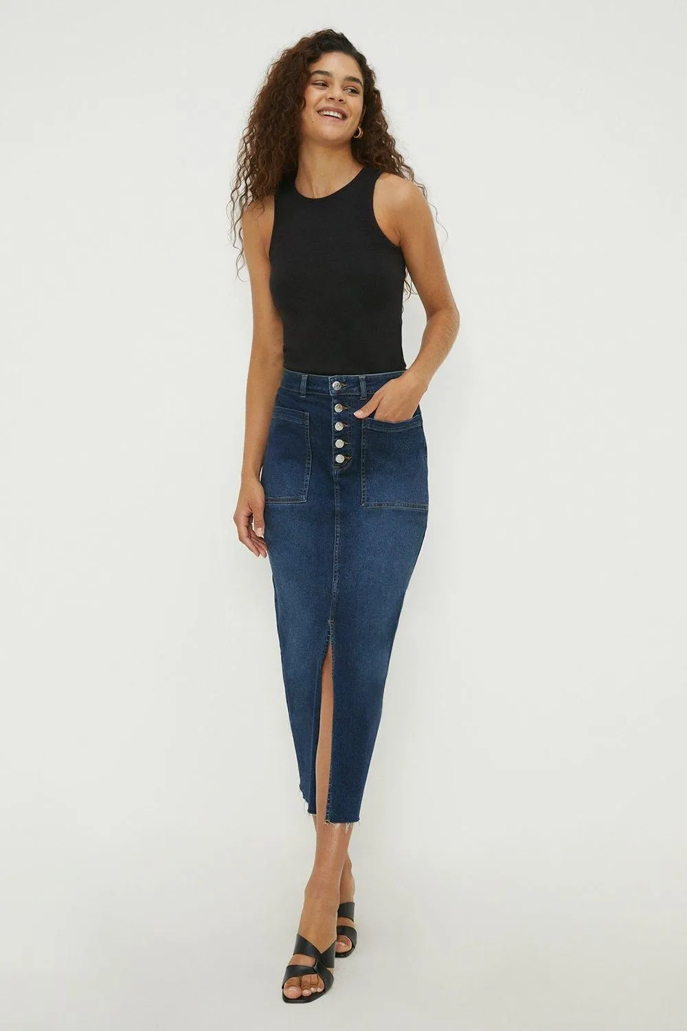 Tall Button Midaxi Skirt