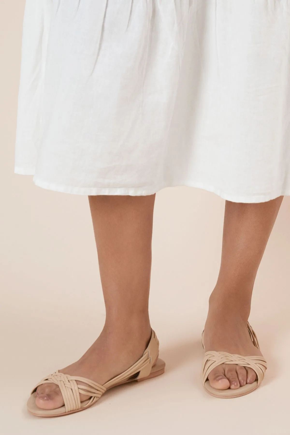 Wide Fit Jocelyn Leather Plaited Flat Sandals