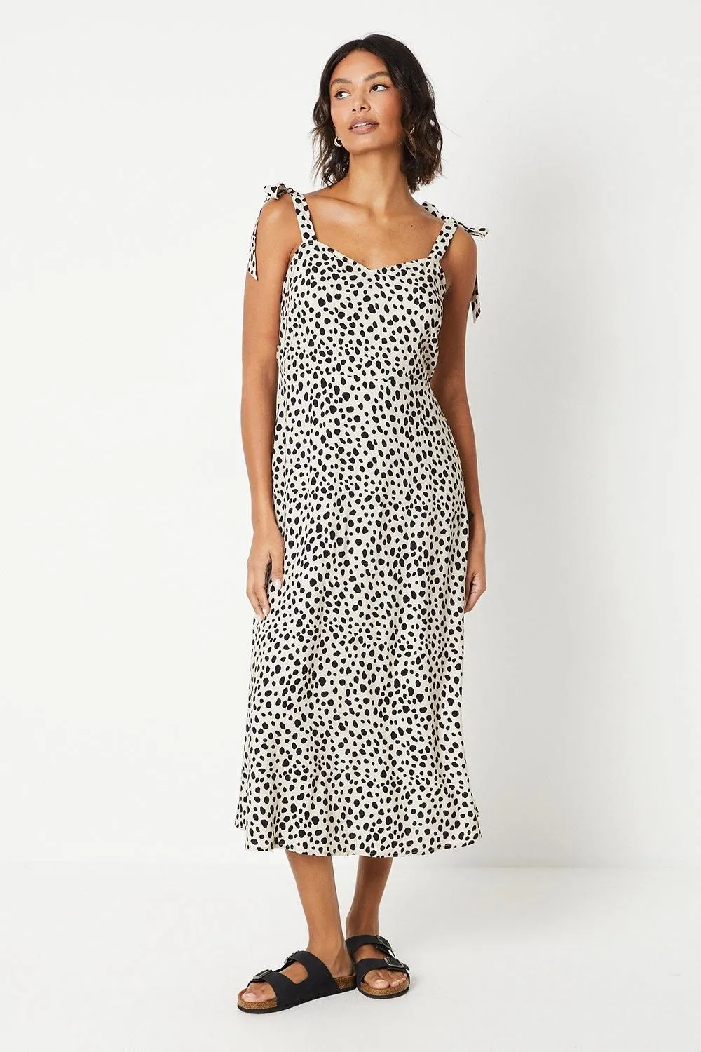 Animal Tie Shoulder Midi Dress
