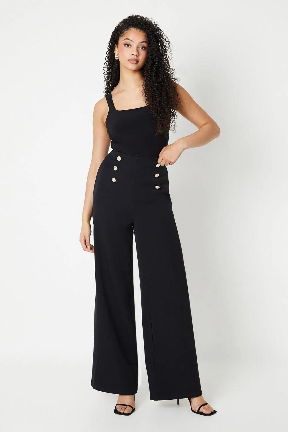 Tall Button Front Straight Leg Trouser