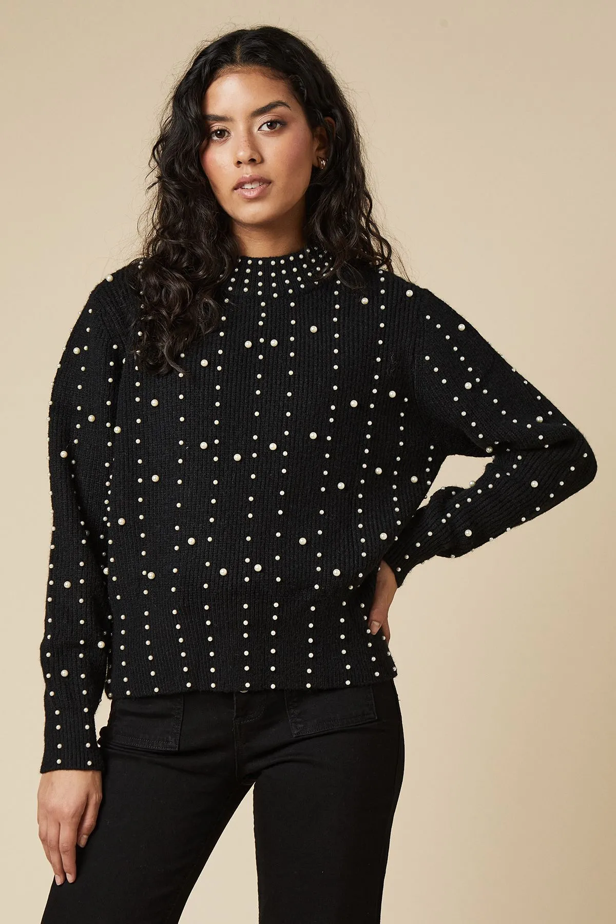 Petite Pearl Embellished Jumper