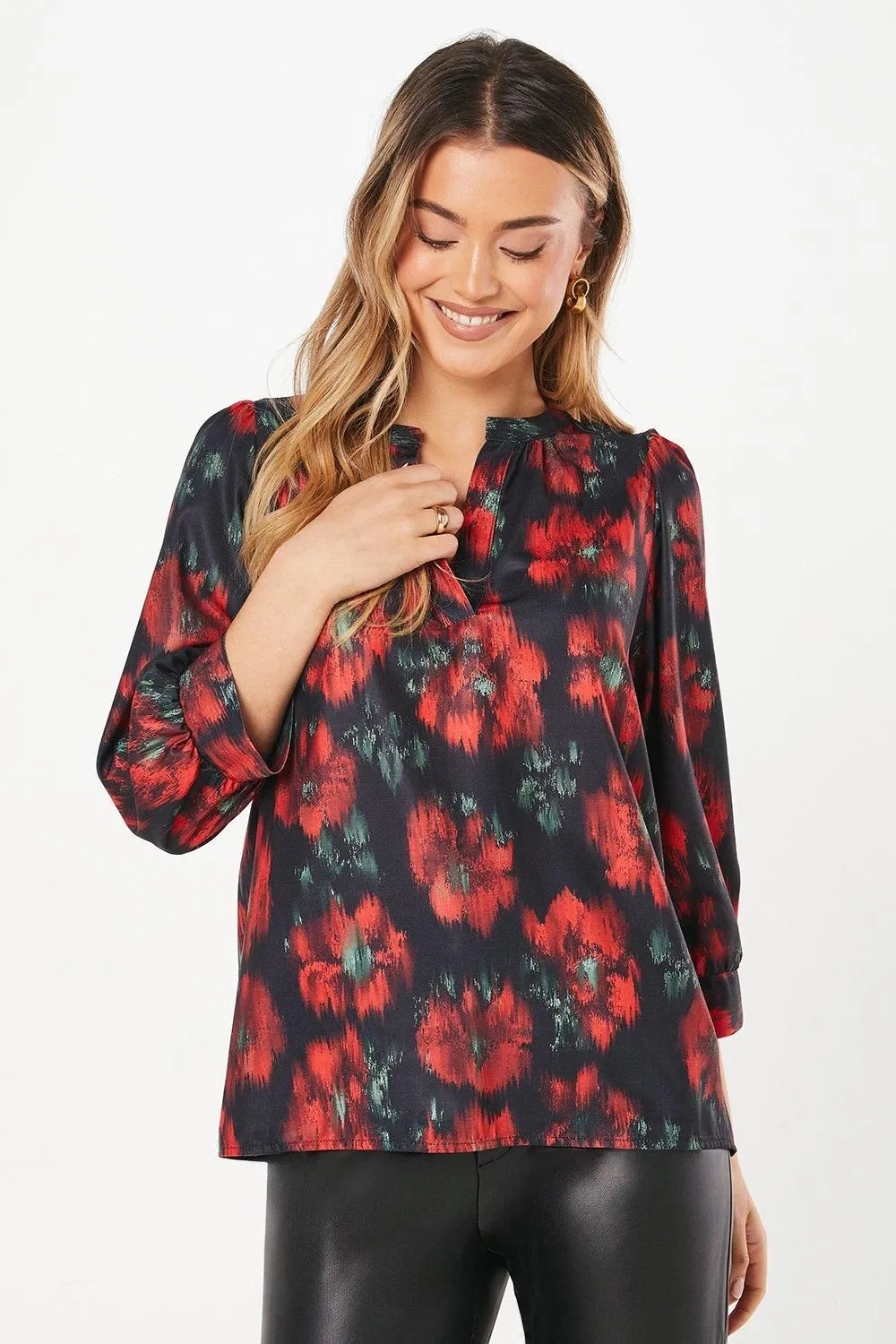 Berry Floral Overhead Blouse