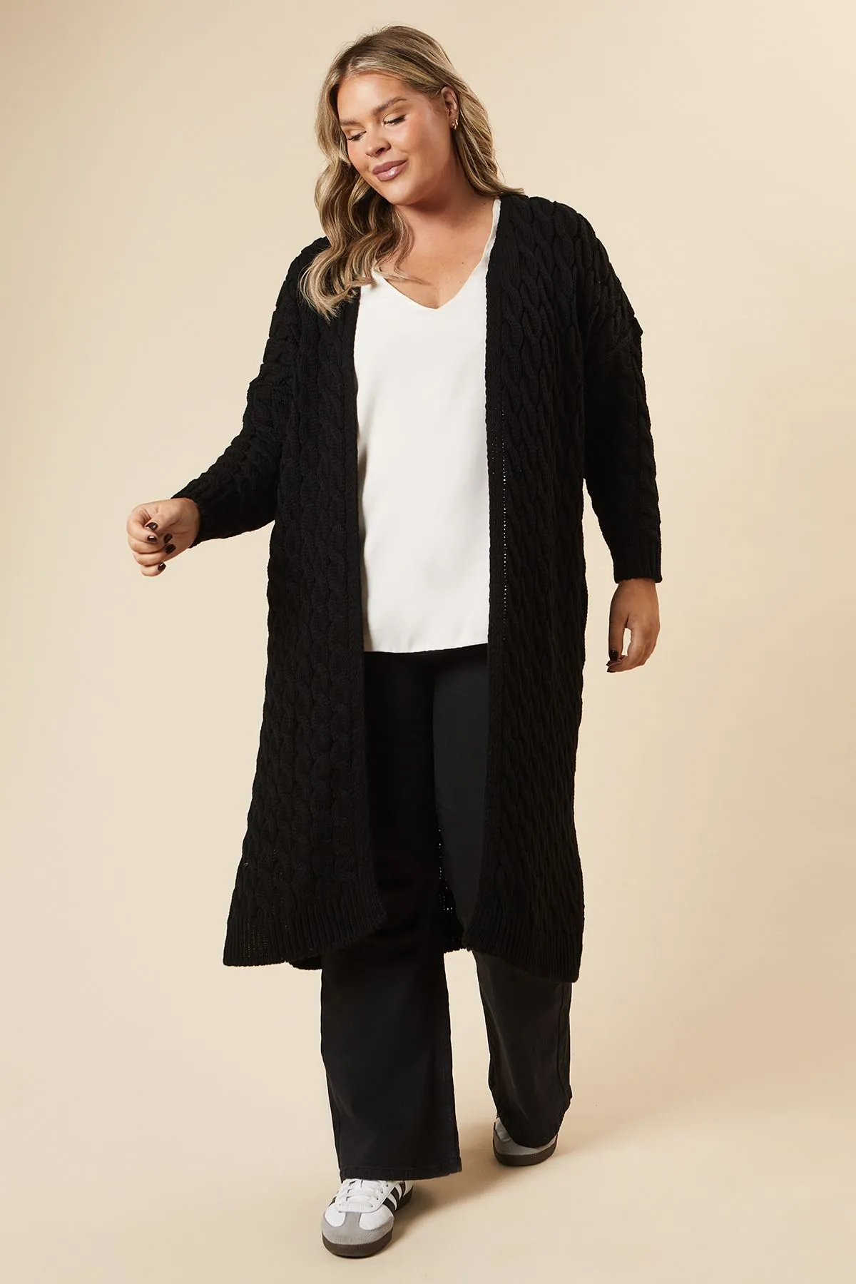 Curve Longline Knitted Cardigan