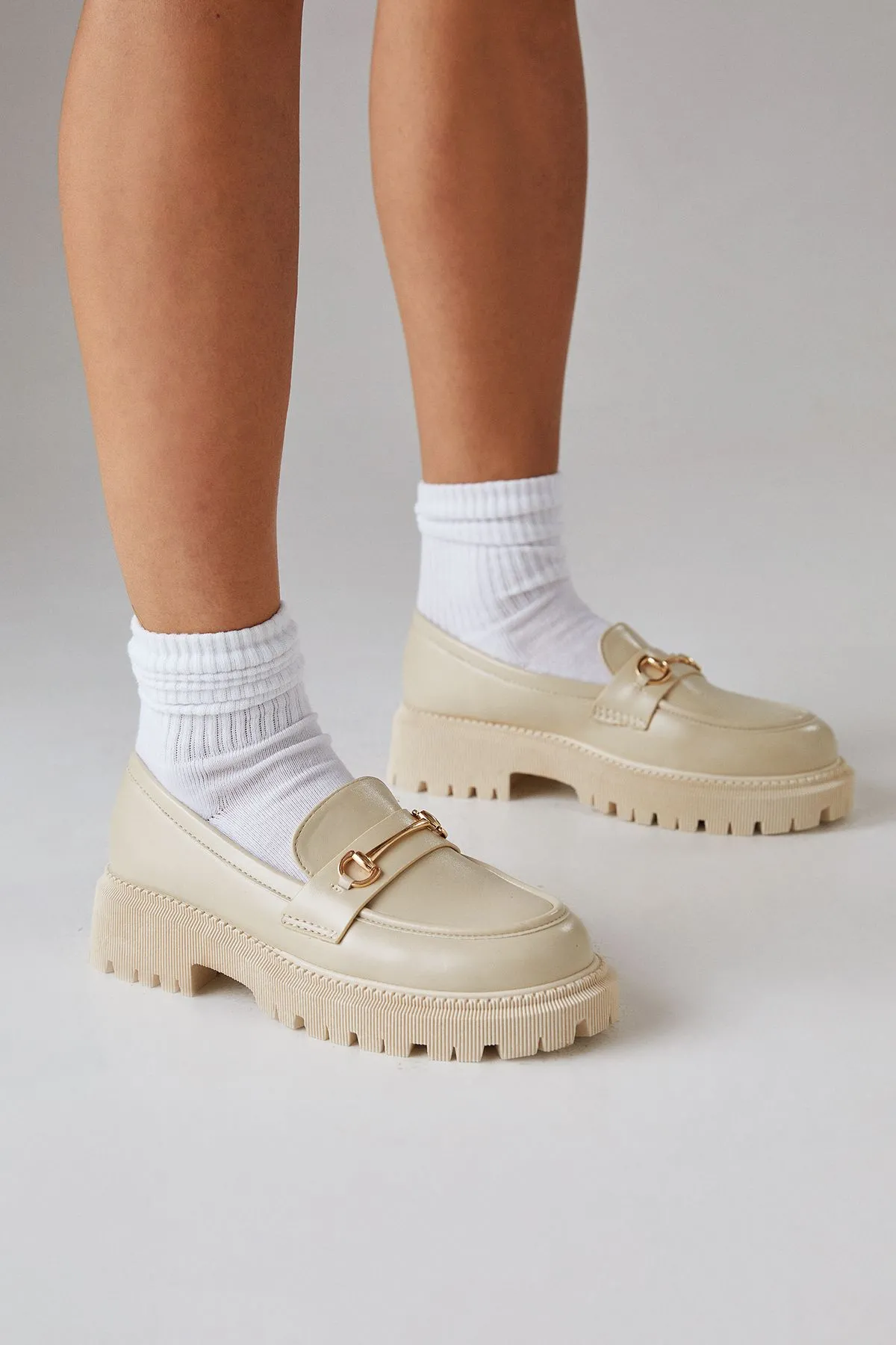 Faith: Nila Faux Leather Snaffle Detail Chunky Loafers