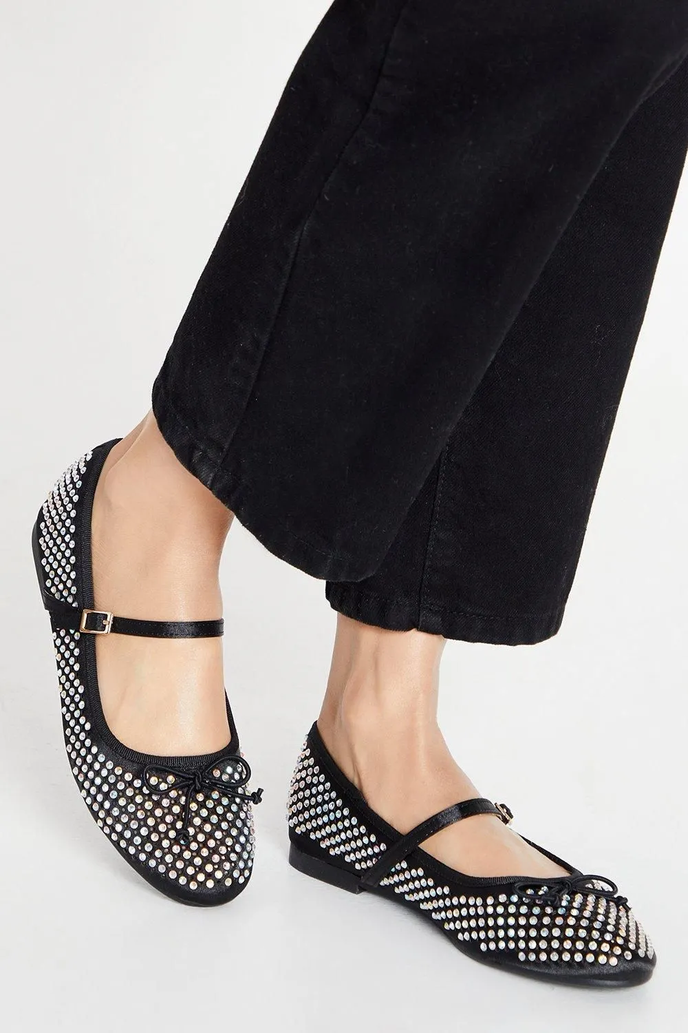 Petra Diamante Detail Mary-jane Ballet Pumps