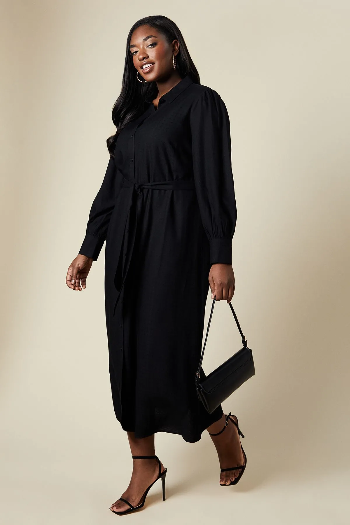 Curve Jacquard Midi Shirt Dress