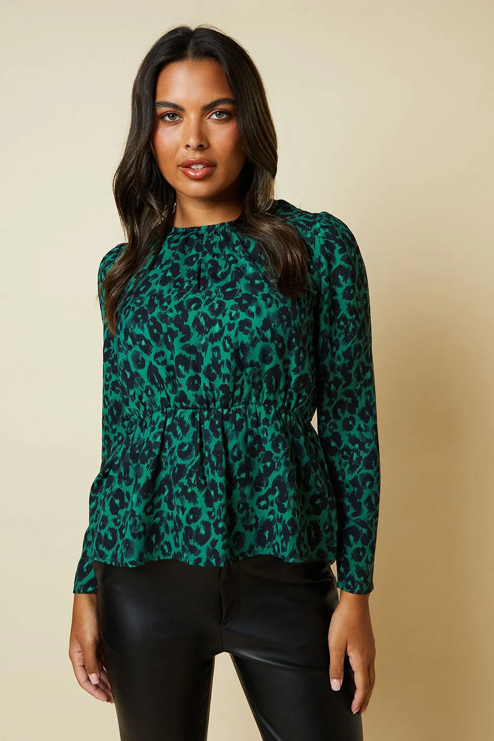 Green Animal Keyhole Long Sleeve Top