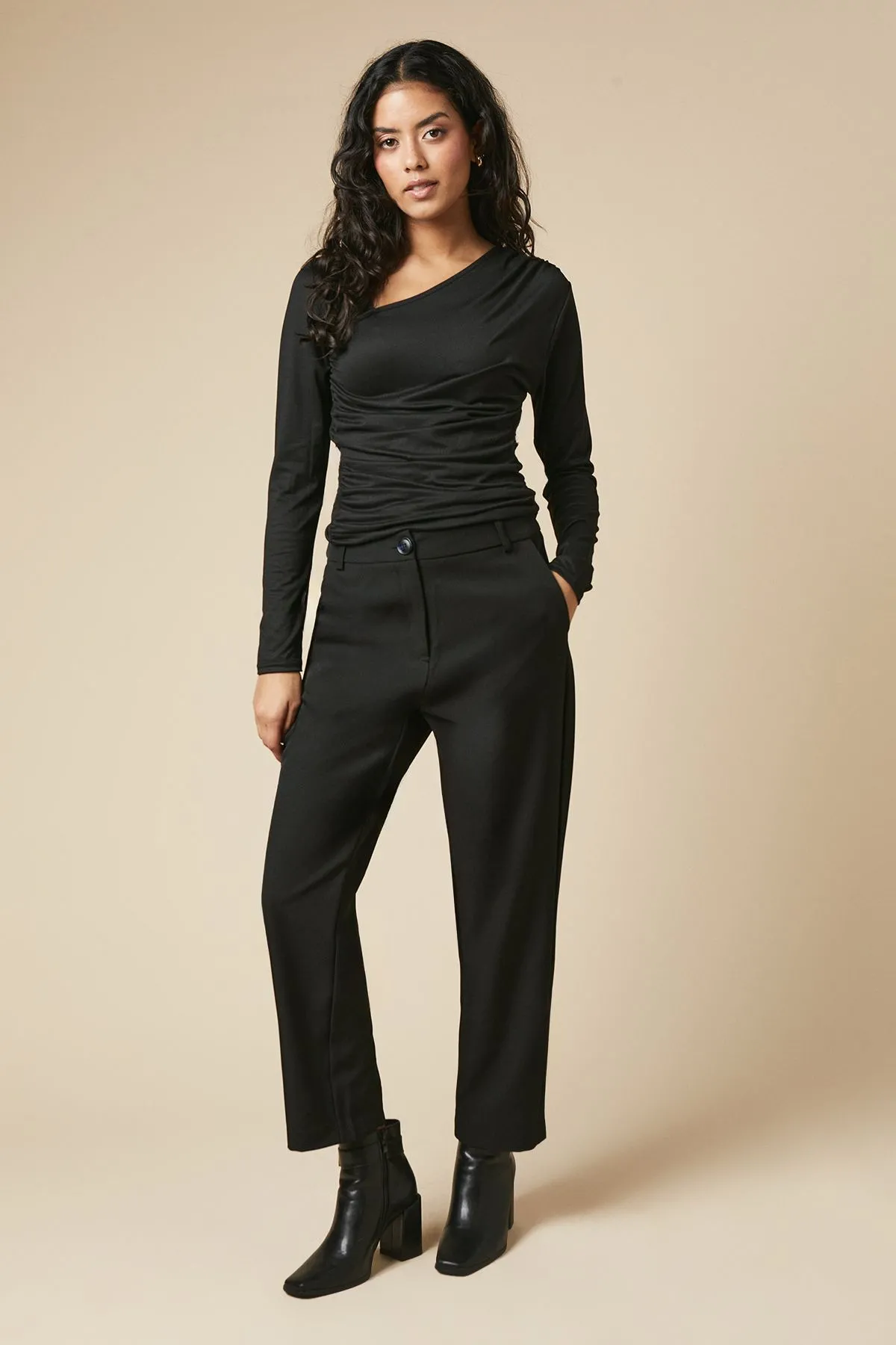 Petite Button Front Ankle Grzer Trouser