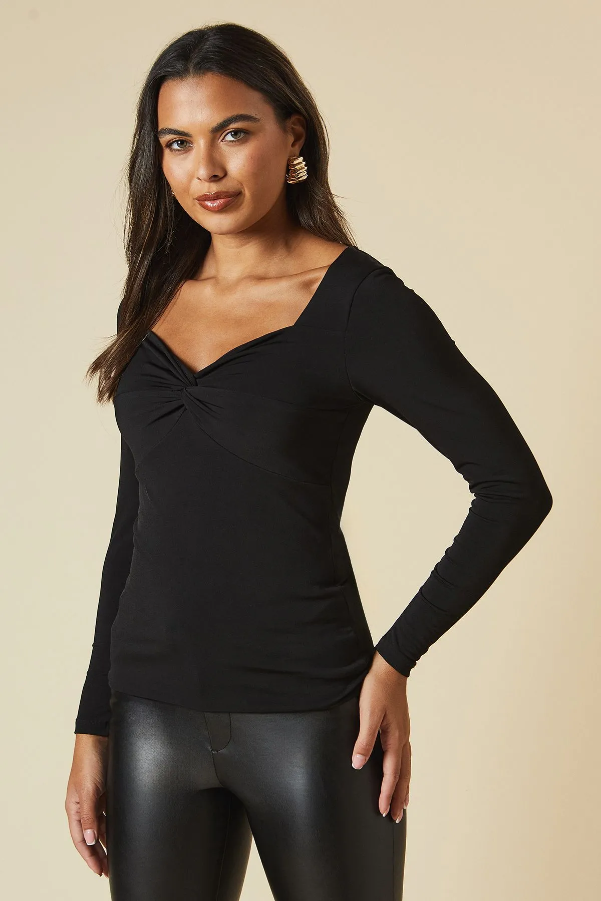 Twist Front Long Sleeve Top