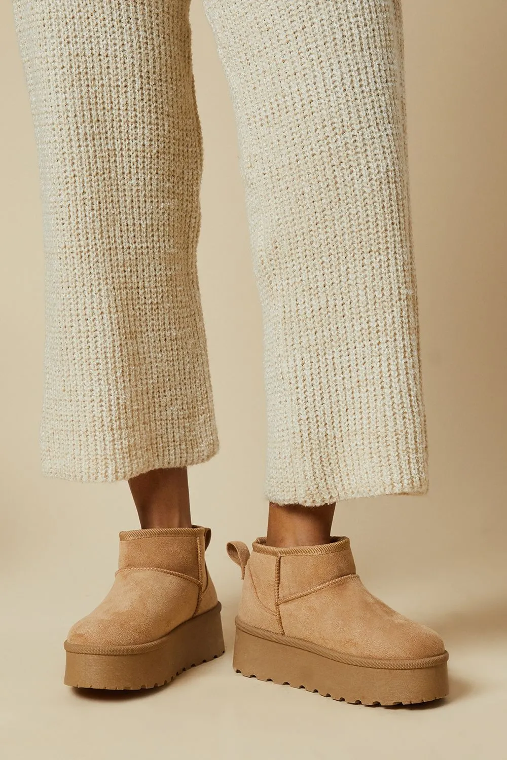 Tilly Suedette Cosy Chunky Flatform Ankle Boots