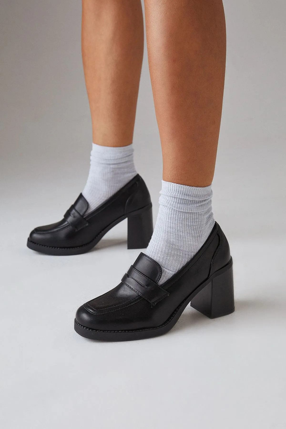 Faith: Brea High Block Heel Penny Loafers