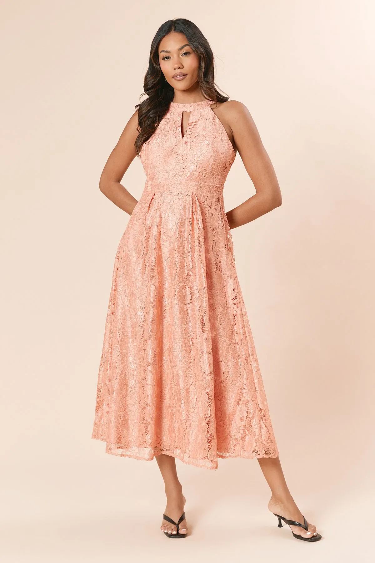 DP Luxe Lace Keyhole Midi Dress