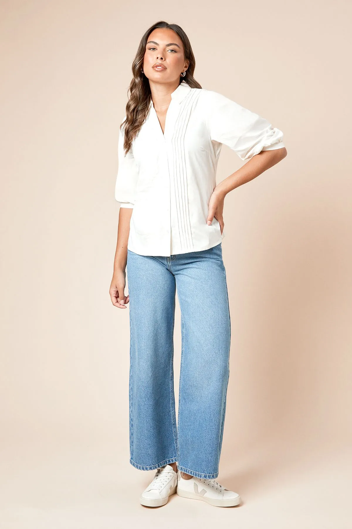 Poplin Pintuck Long Sleeve Shirts