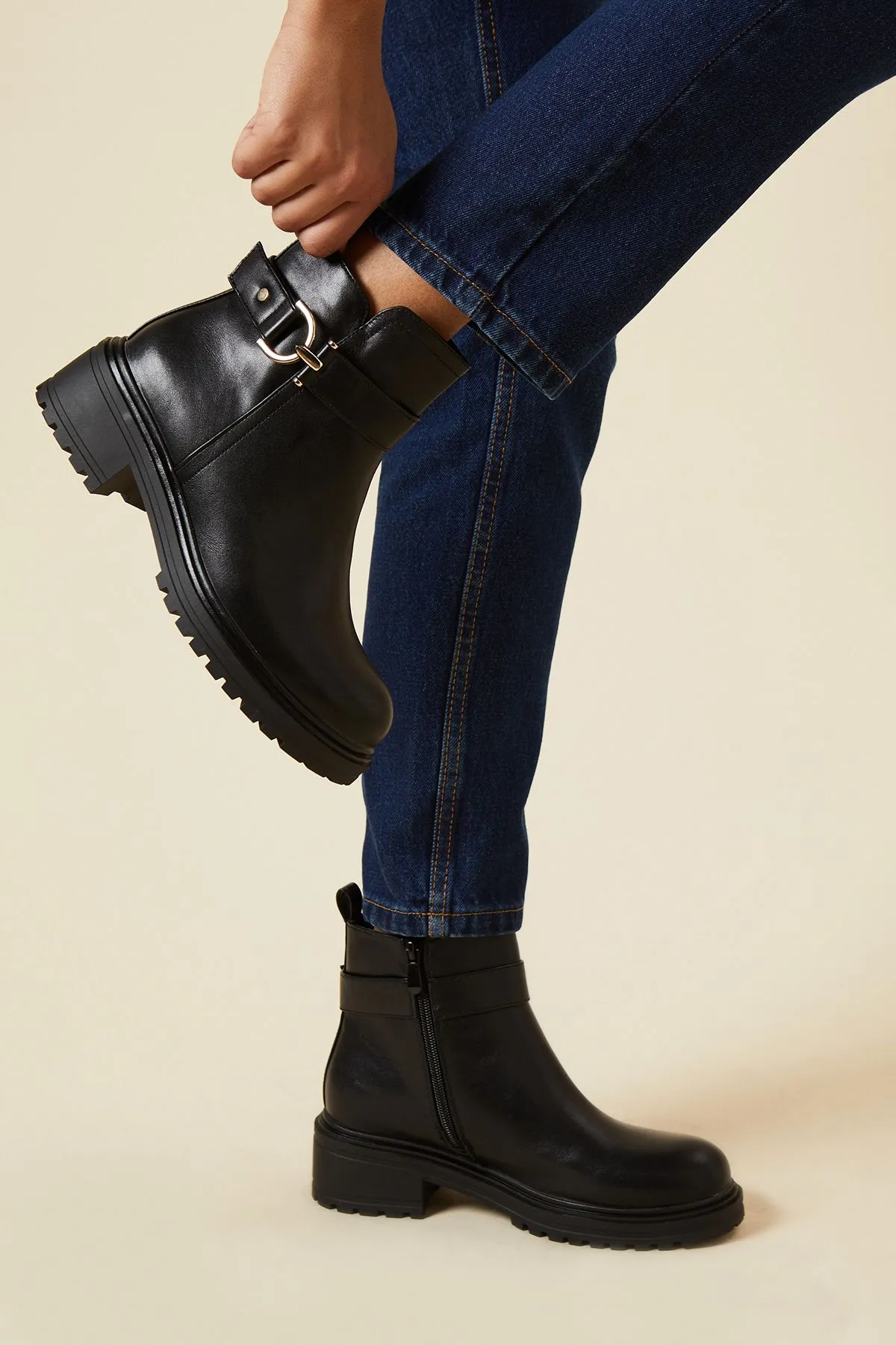 Faith: Maude Metal Trim Detail Chunky Ankle Boot