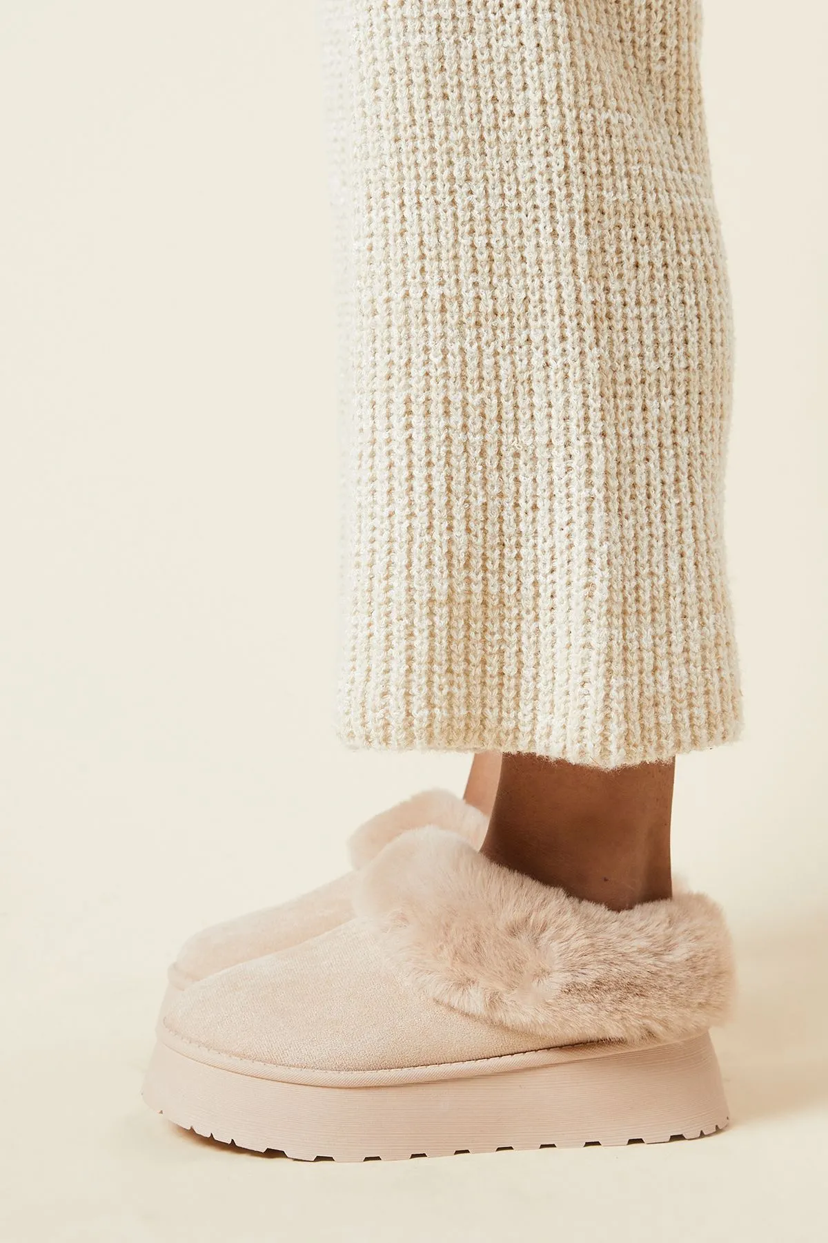 Honora Suedette Faux Fur Lined Mule Slippers