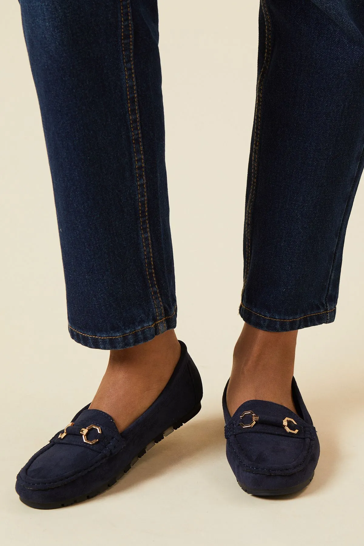 Good For The Sole: Brigid Comfort Faux Suede Snaffle Detail Moccasin Loafers