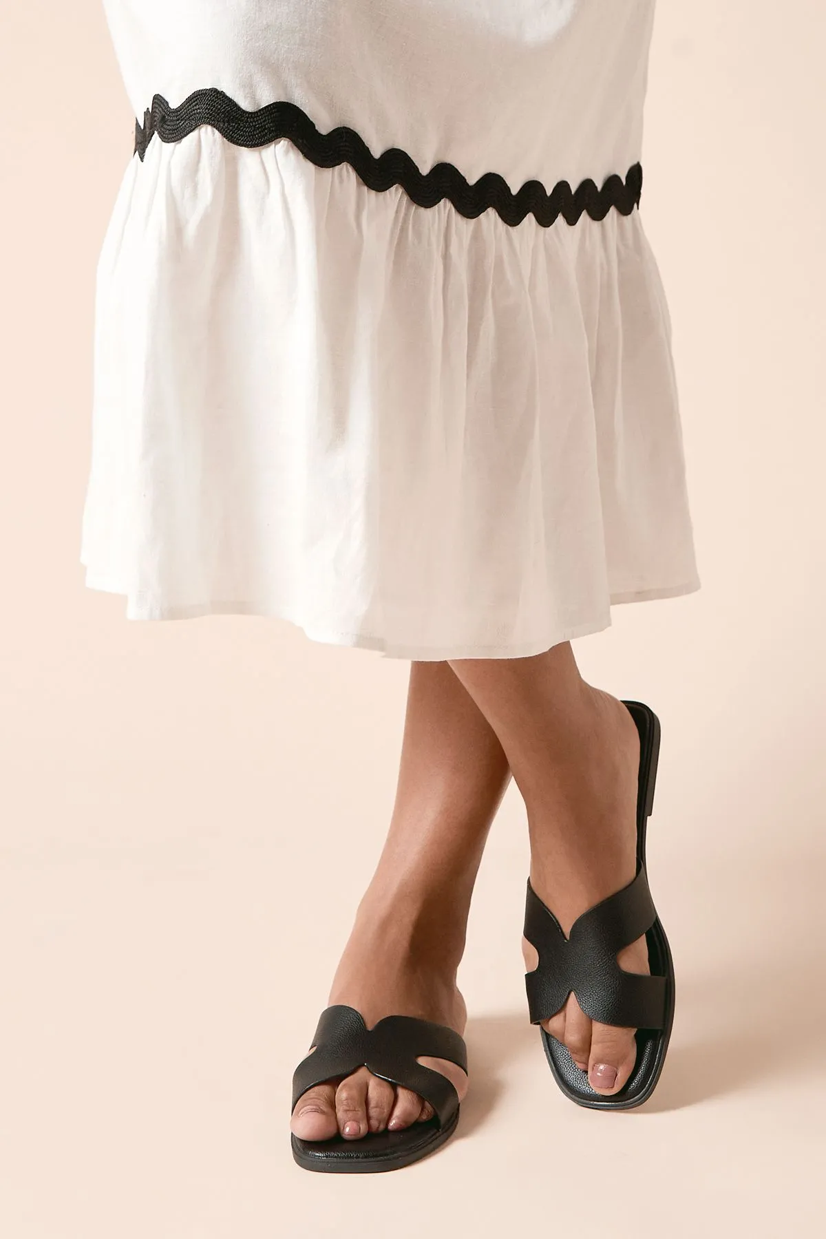 Carlotta Faux Leather Comfort Flat Sliders