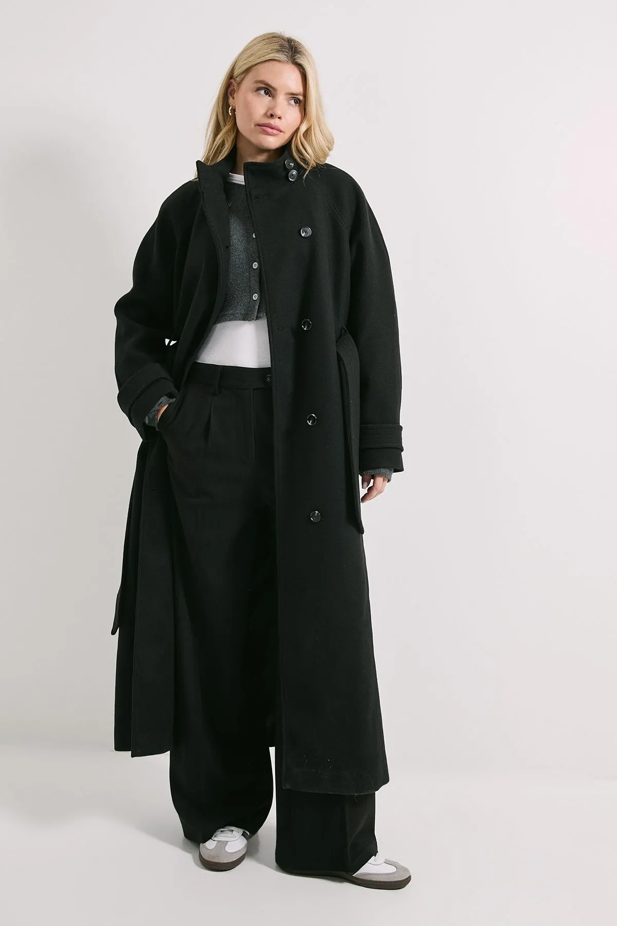 Classic Midi Funnel Neck Coat