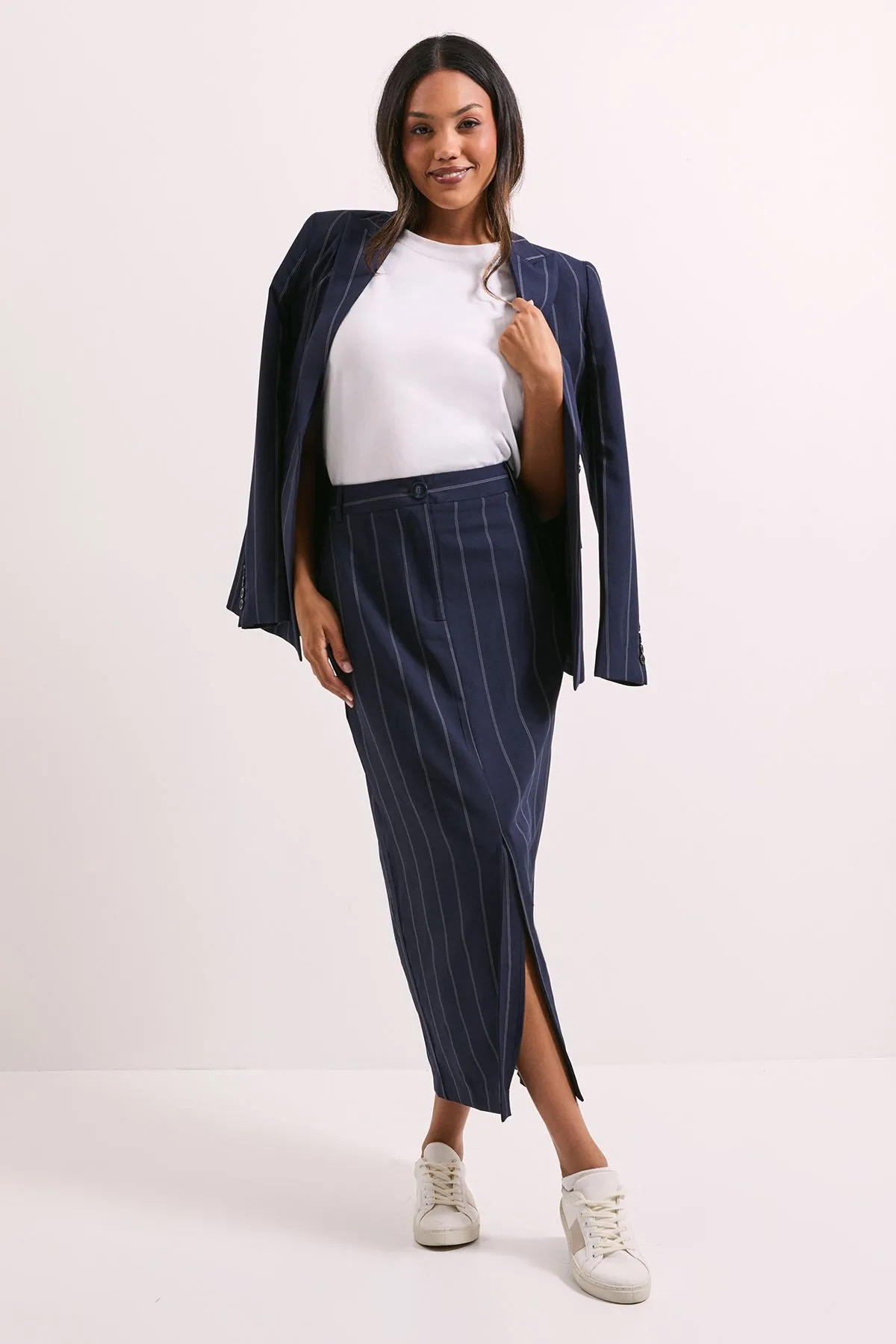 Stripe Column Midaxi Skirt