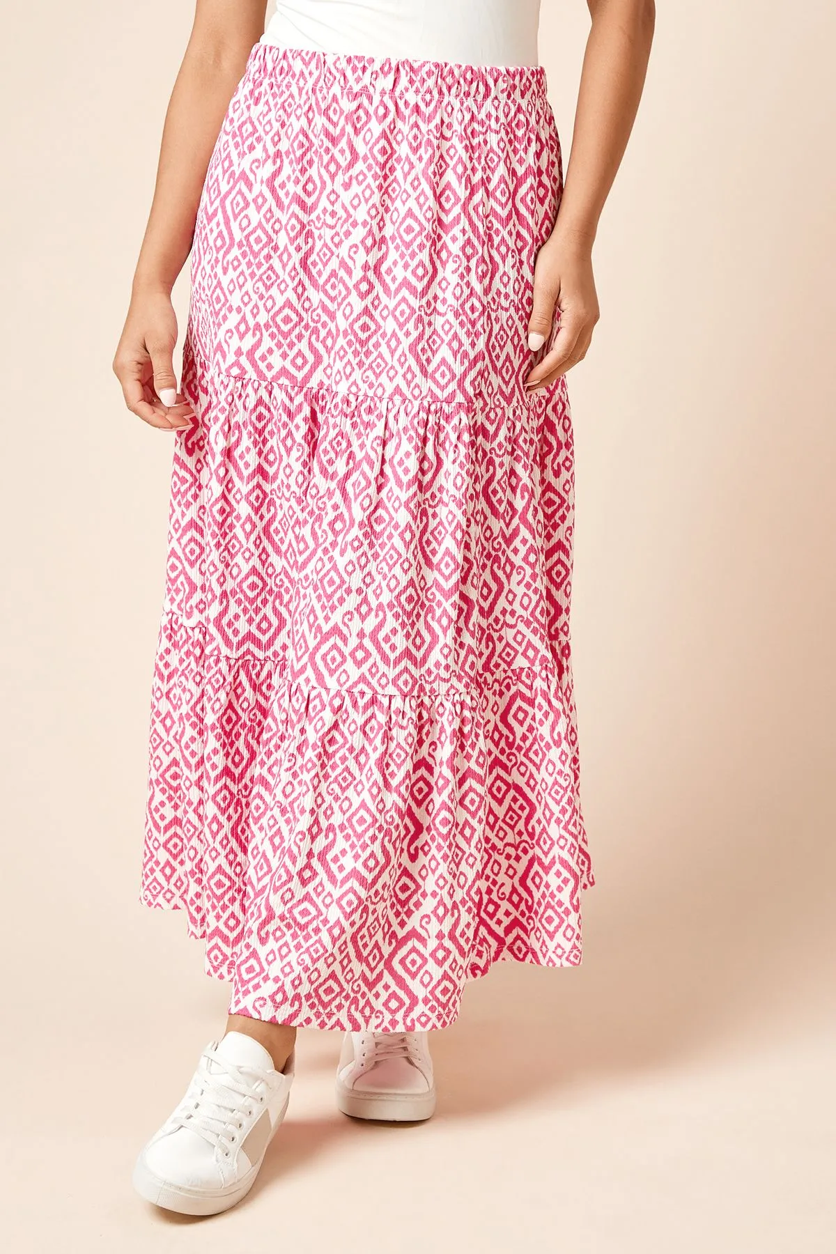 Petite Printed Tiered Maxi Jersey Skirt