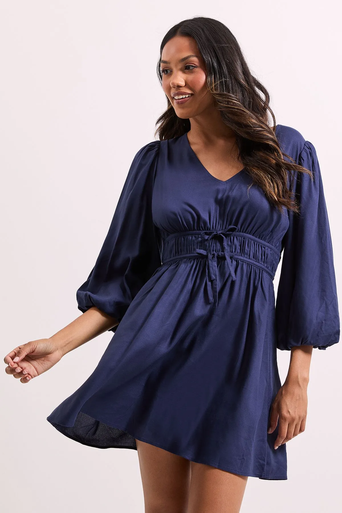 Tie Detail Blouse Sleeve Mini Dress