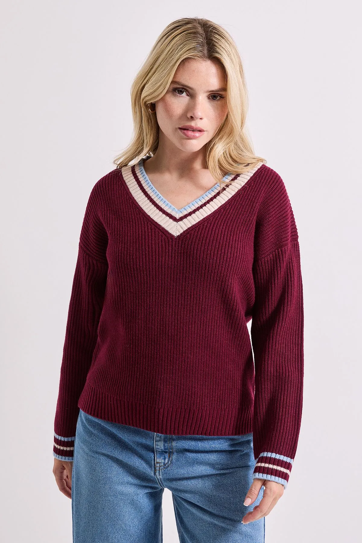 S Contrast Cricket Jumper