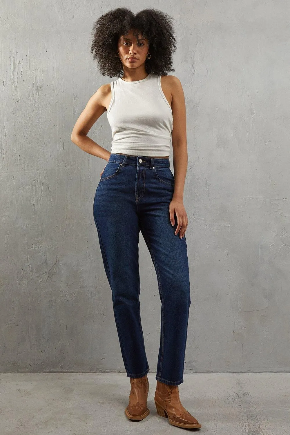 High Rise Straight Leg Denim Jean