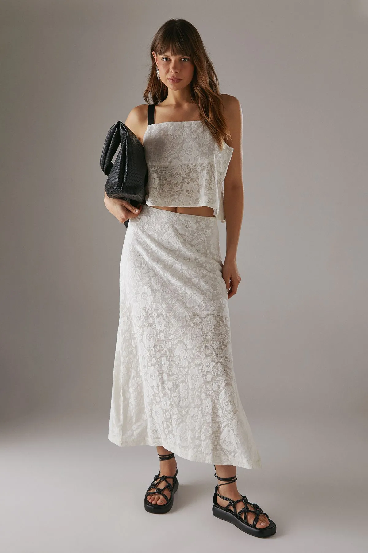 Tablecloth Crochet Column Maxi Skirt