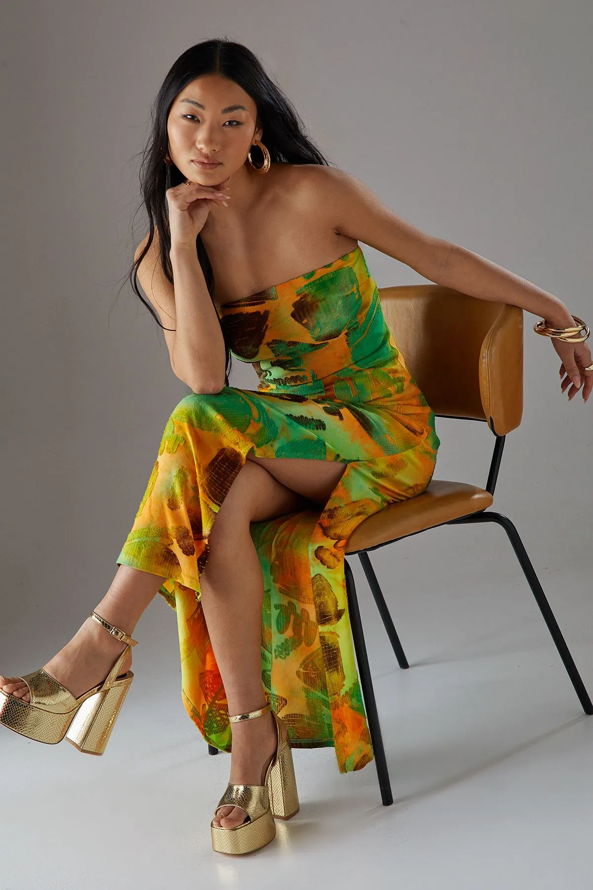 Petite Burnout Bandeau Maxi Dress