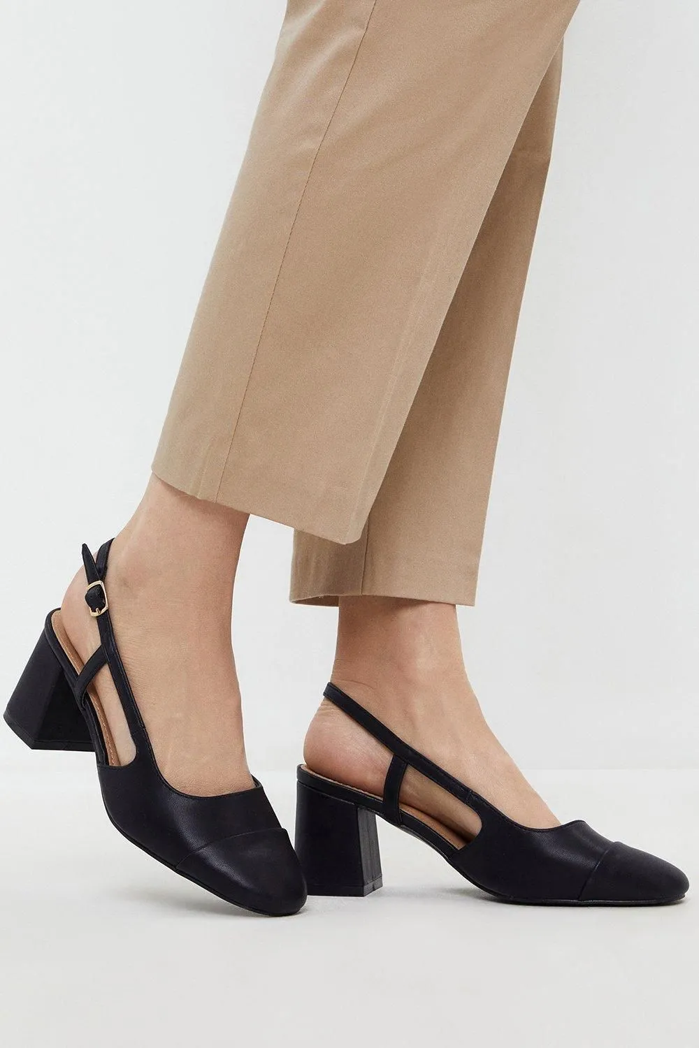 Wide Fit Estelle Toe Cap Slingback Court Shoes