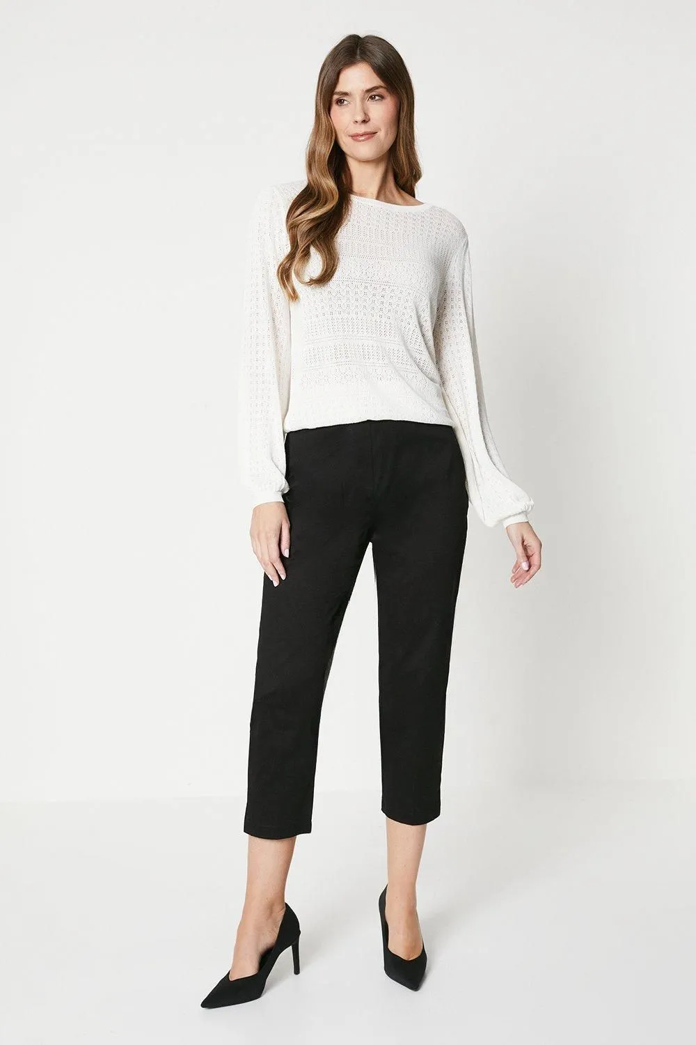Side Zip Stretch Crop Trousers